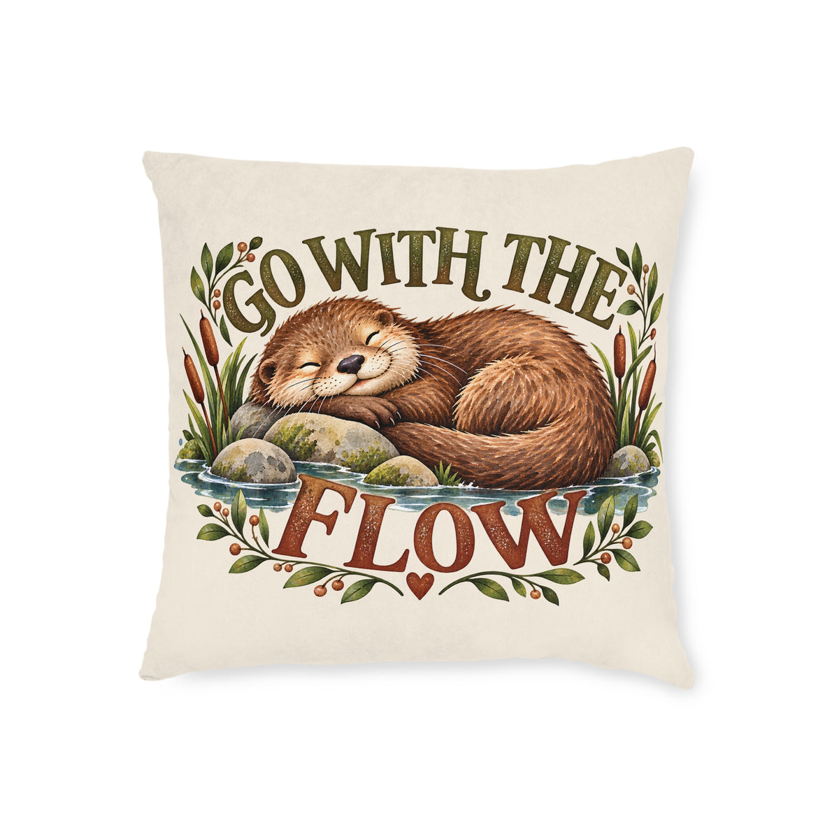 Square Cushion - Go with the Flow - Otter