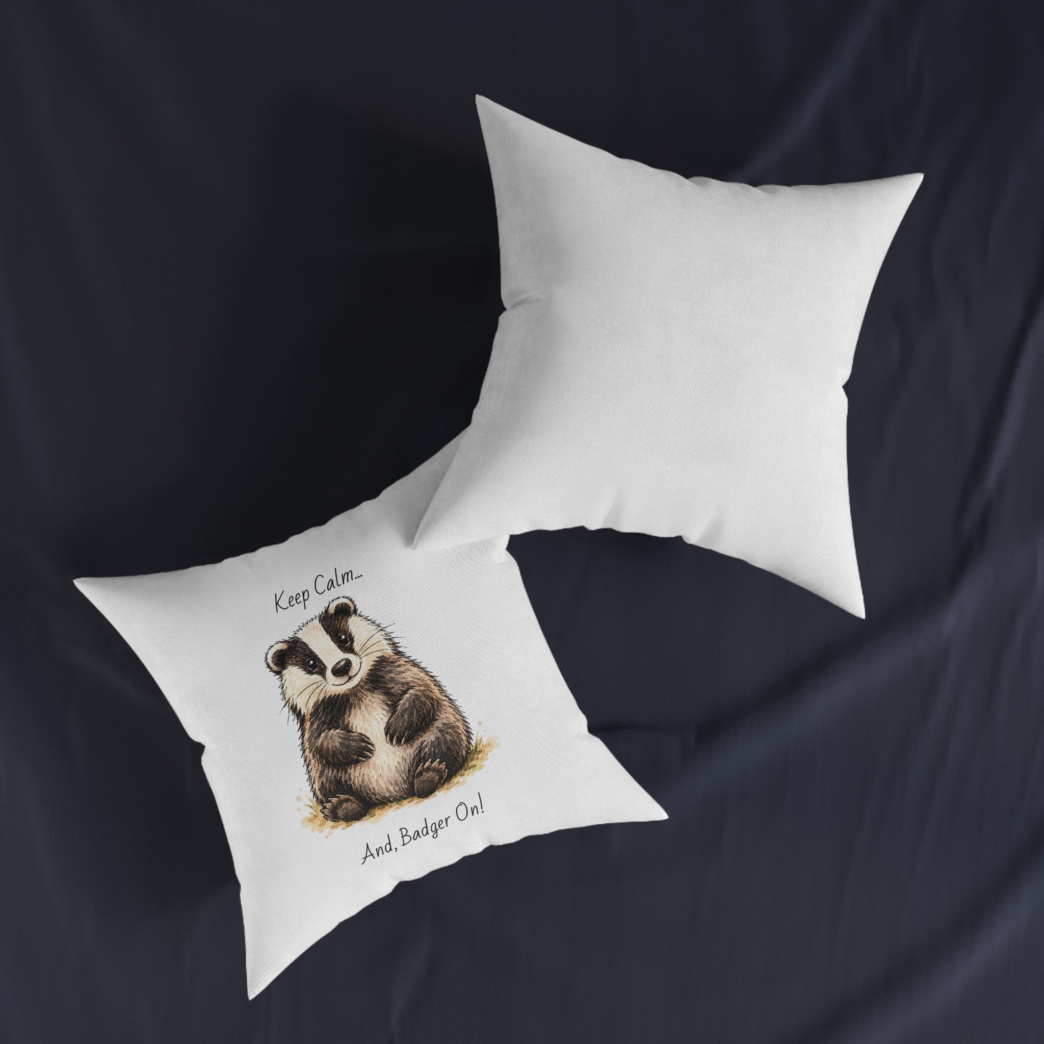 Square Cushion – Keep Calm... And Badger On | Woodland Animal Cushion