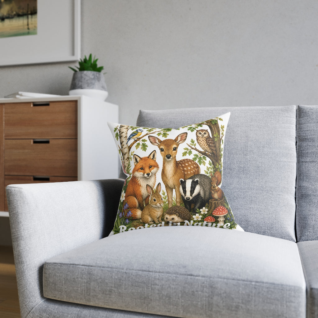 Square Cushion – Rooted in Nature | Woodland Wildlife Cushion