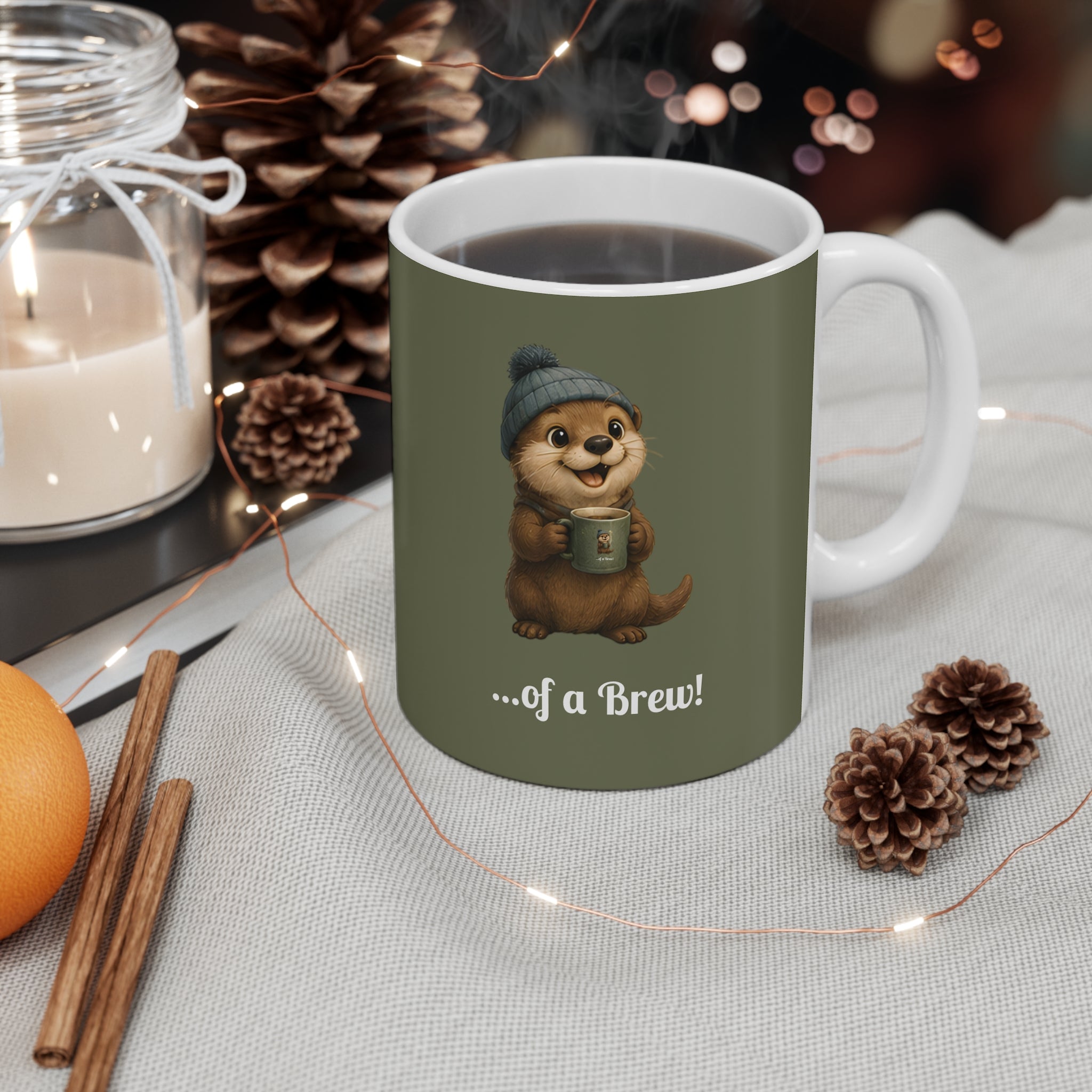 Ceramic Mug – Otterly in Need of a Brew! | Funny Otter Mug | Green