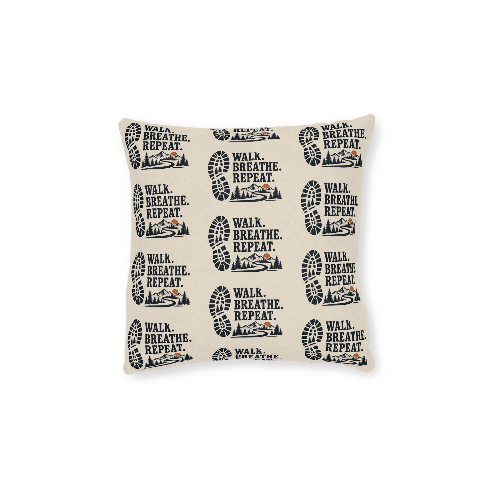 Square Cushion – Walk. Breathe. Repeat. | Hiking & Outdoor Cushion