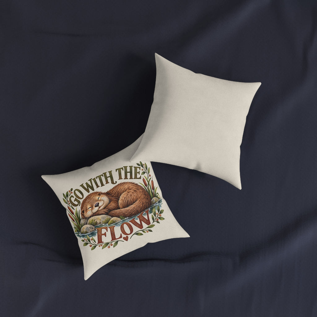 Square Cushion - Go with the Flow - Otter