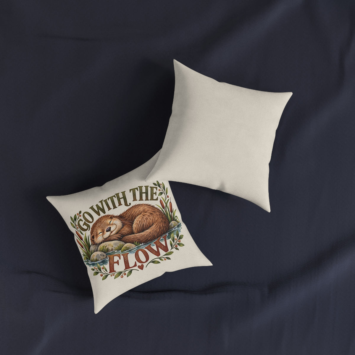 Square Cushion - Go with the Flow - Otter