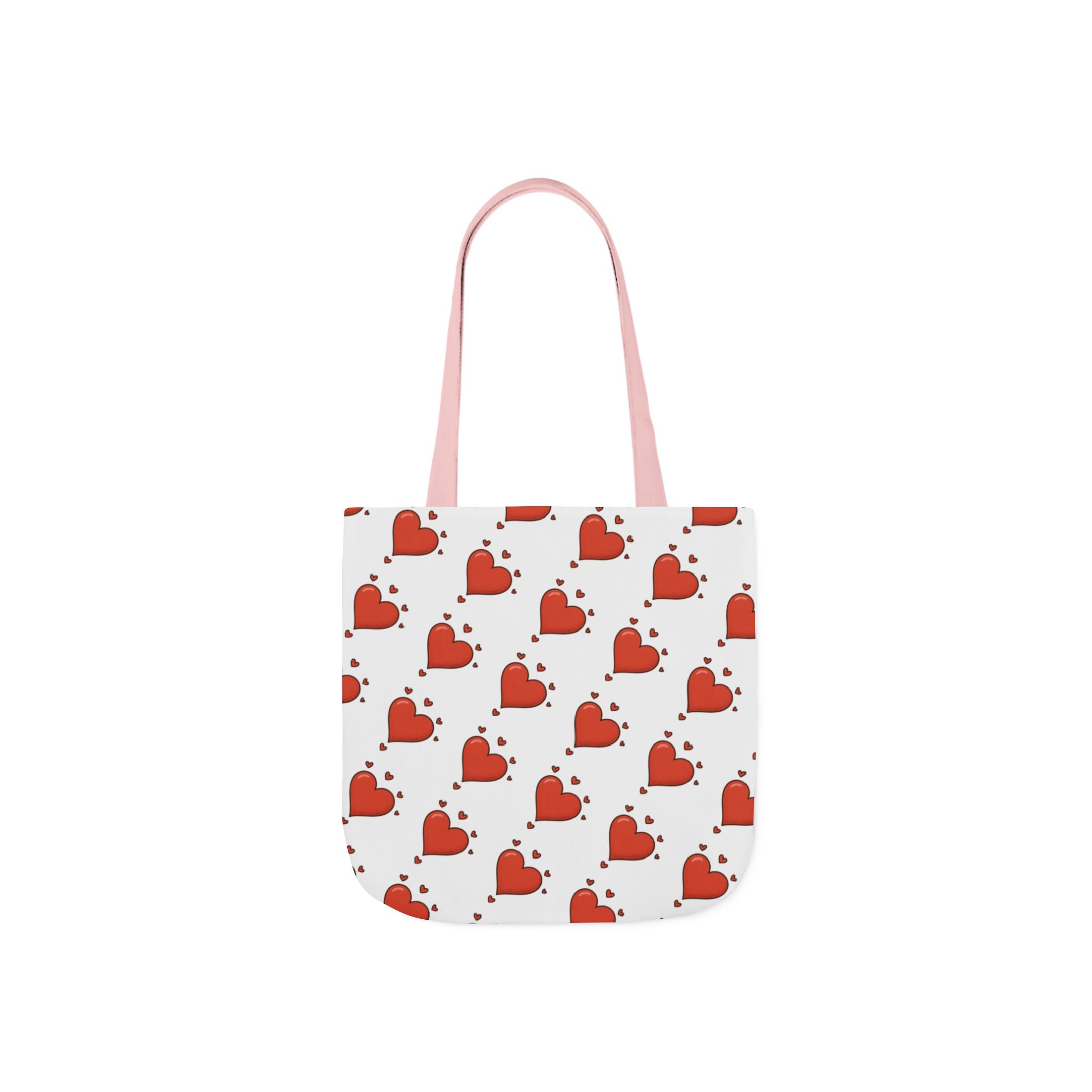 Heart Print Canvas Tote Bag with 5-Color Straps