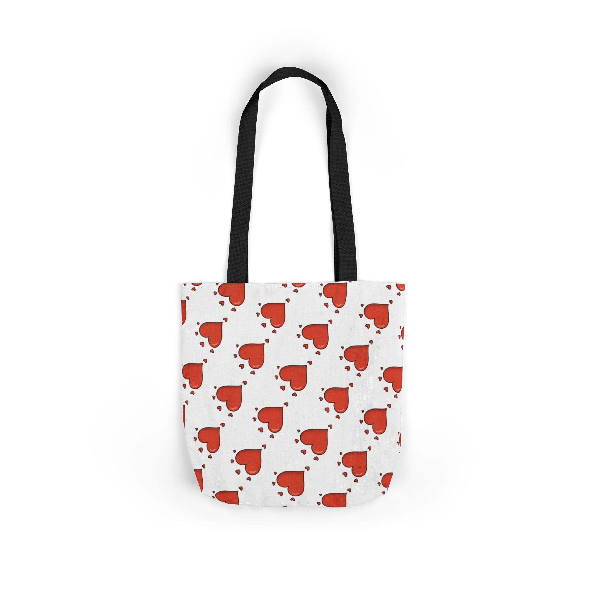 Heart Print Canvas Tote Bag with 5-Color Straps