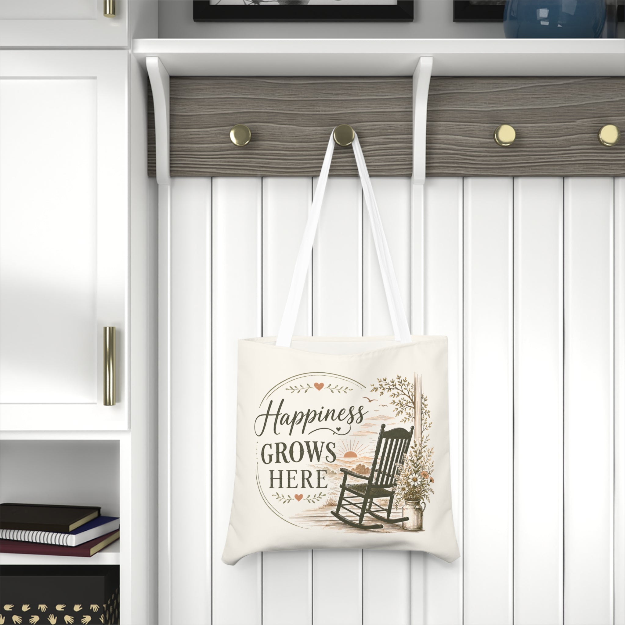 Large Tote Bag - Happiness Grows Here | Garden & Nature Tote