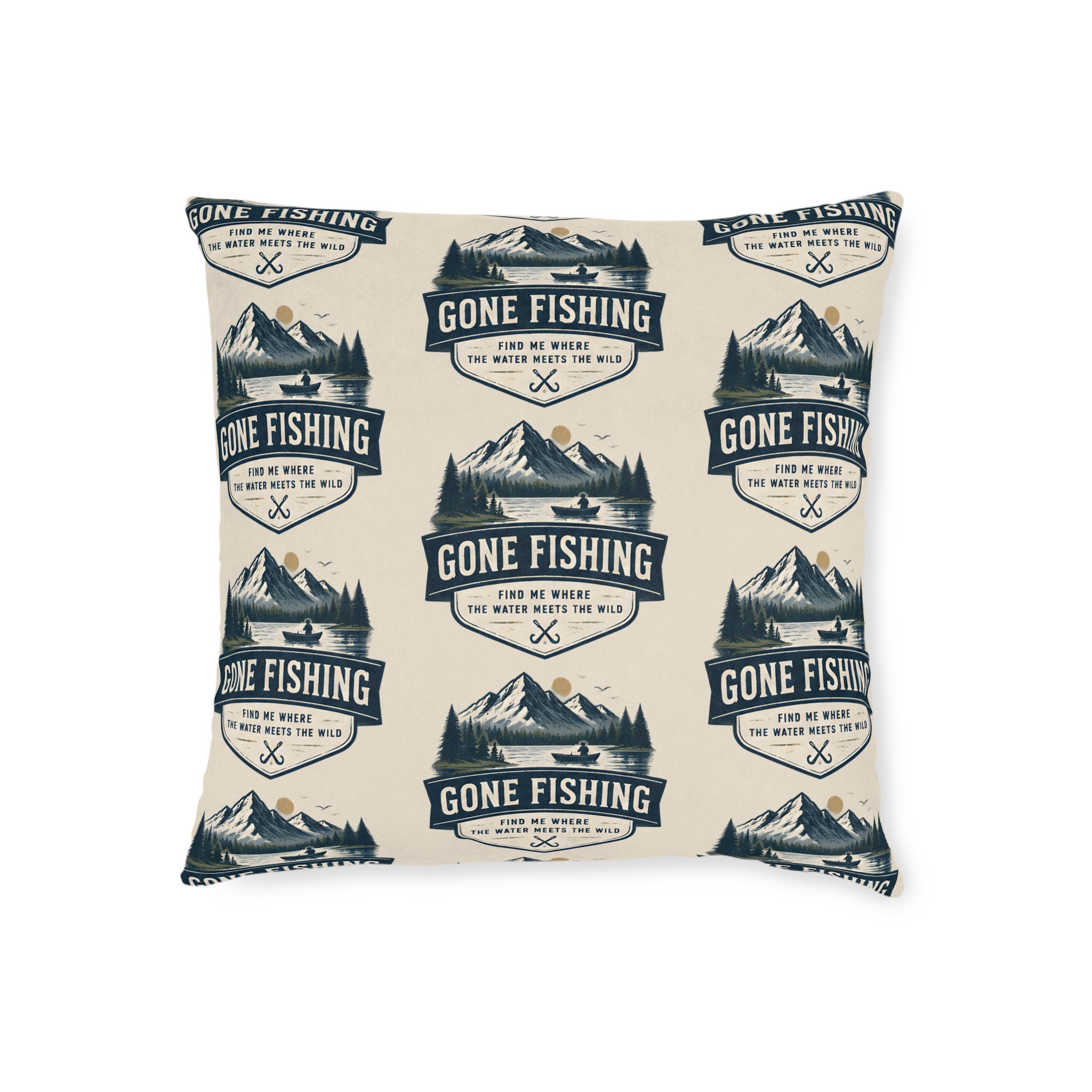 Square Cushion – Gone Fishing | Fishing & Angling Cushion