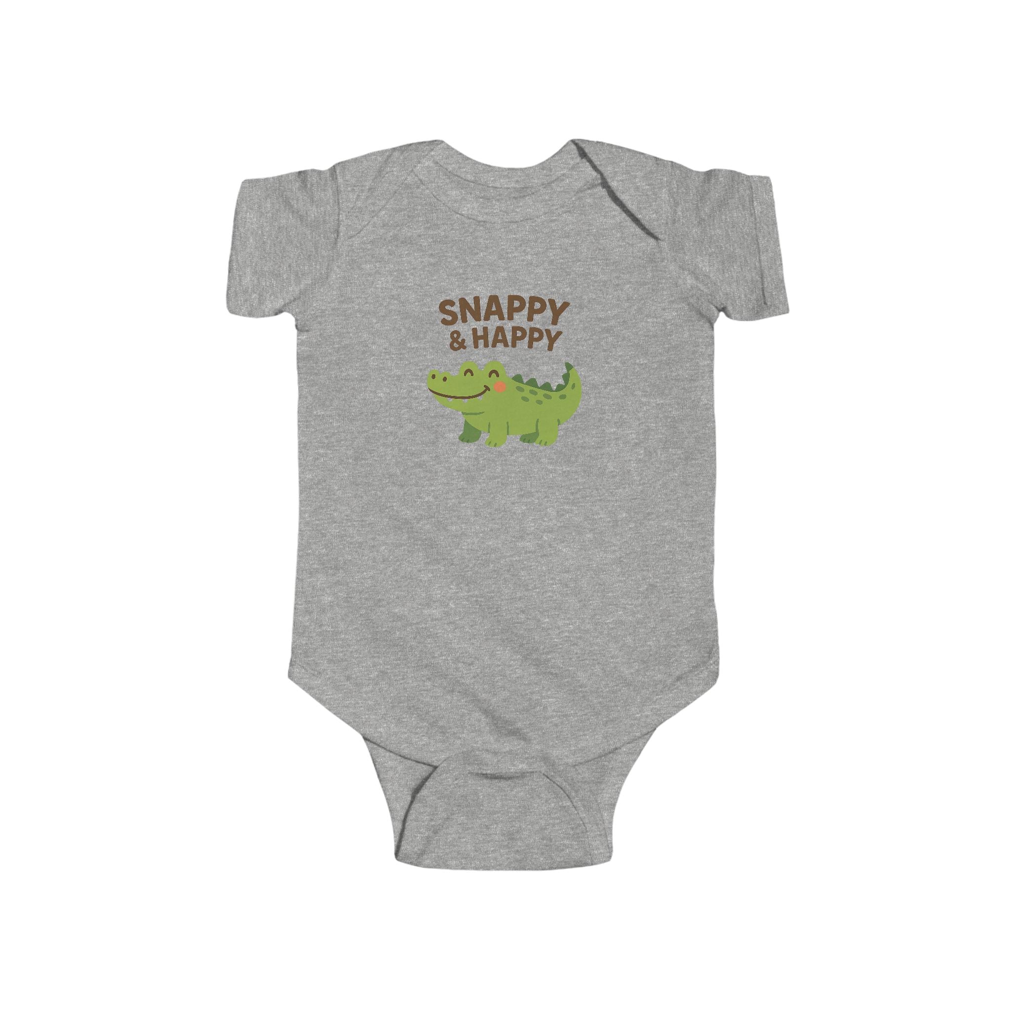 Babygrow - "Snappy & Happy" Cute Croc Baby Onesie