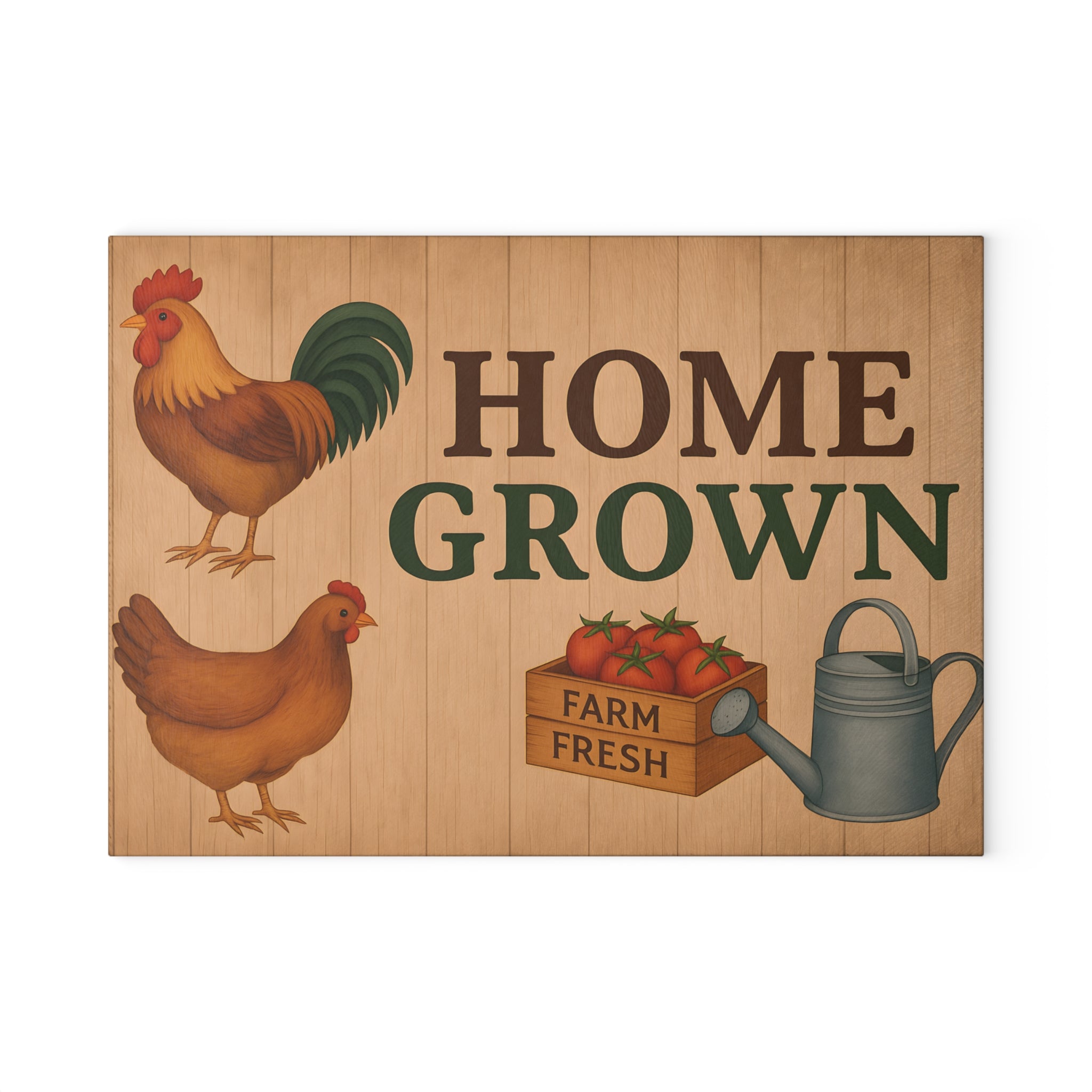 Glass Cutting Board - Home Grown Farm Fresh Design
