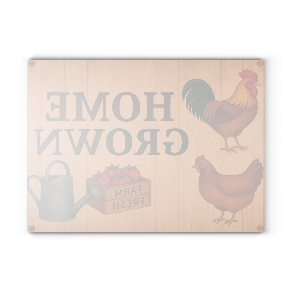 Glass Cutting Board - Home Grown Farm Fresh Design