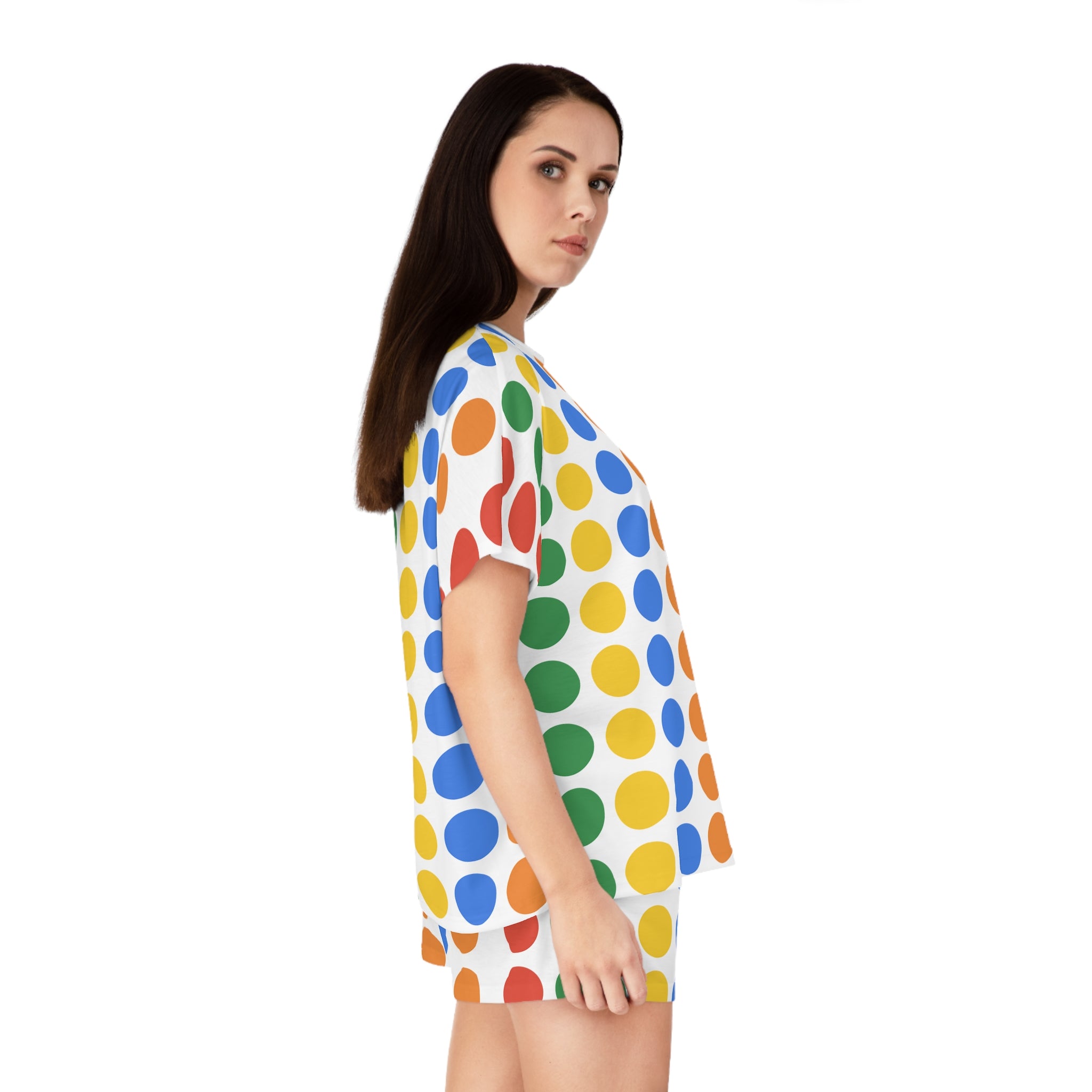Women's Pyjama Set - Multi Colour Vibrant Circle Pattern