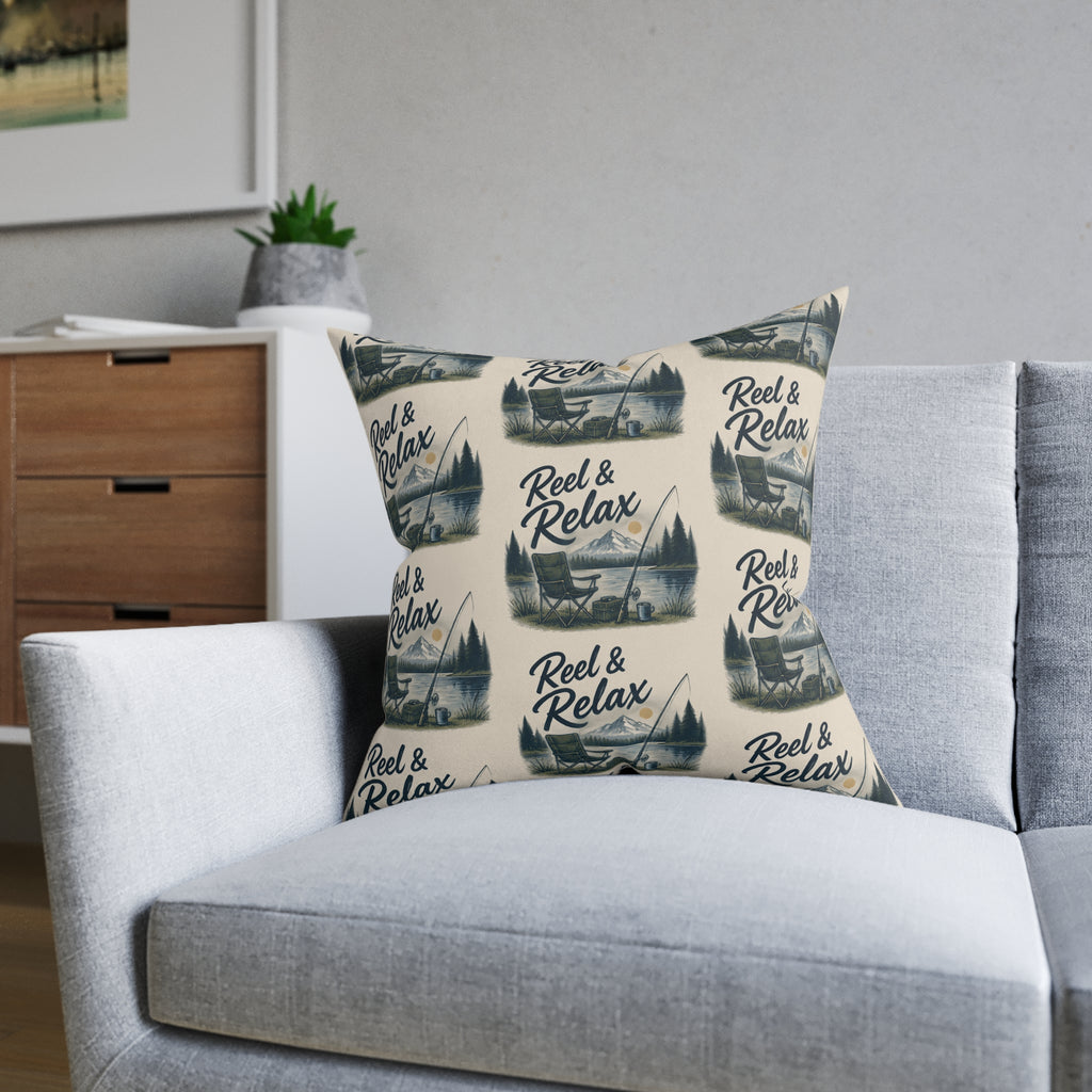Square Cushion – Reel & Relax | Fishing Lover Cushion
