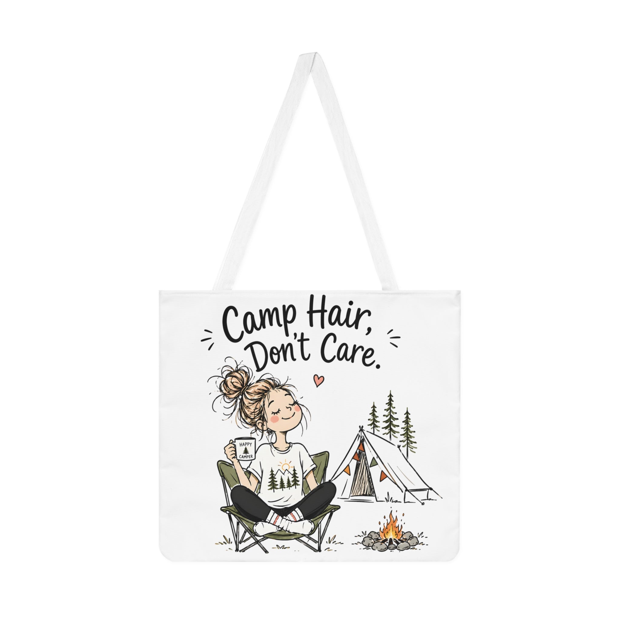 Camp Hair Don't Care Large Beach Tote Bag | Camping