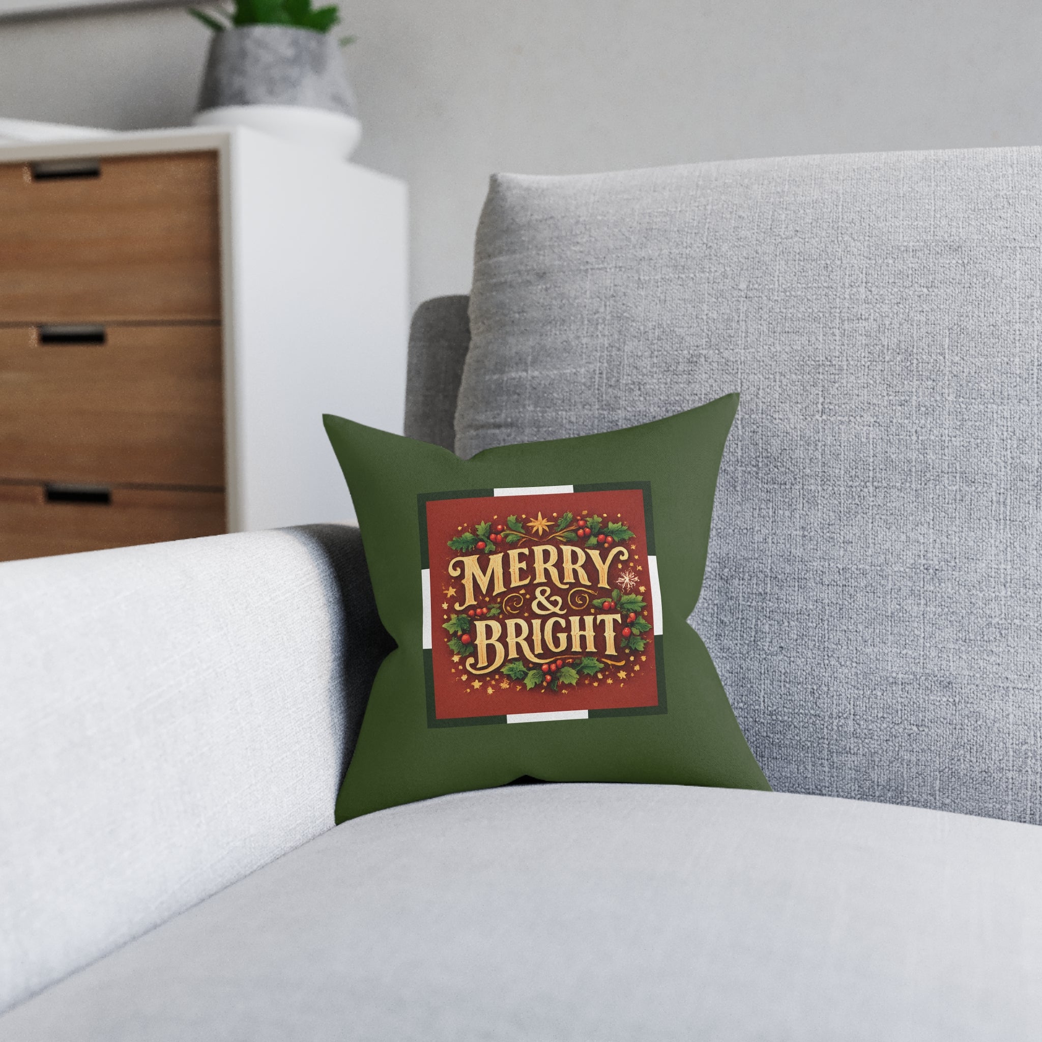 Christmas Square Cushion – Merry & Bright | Festive Christmas Cushion