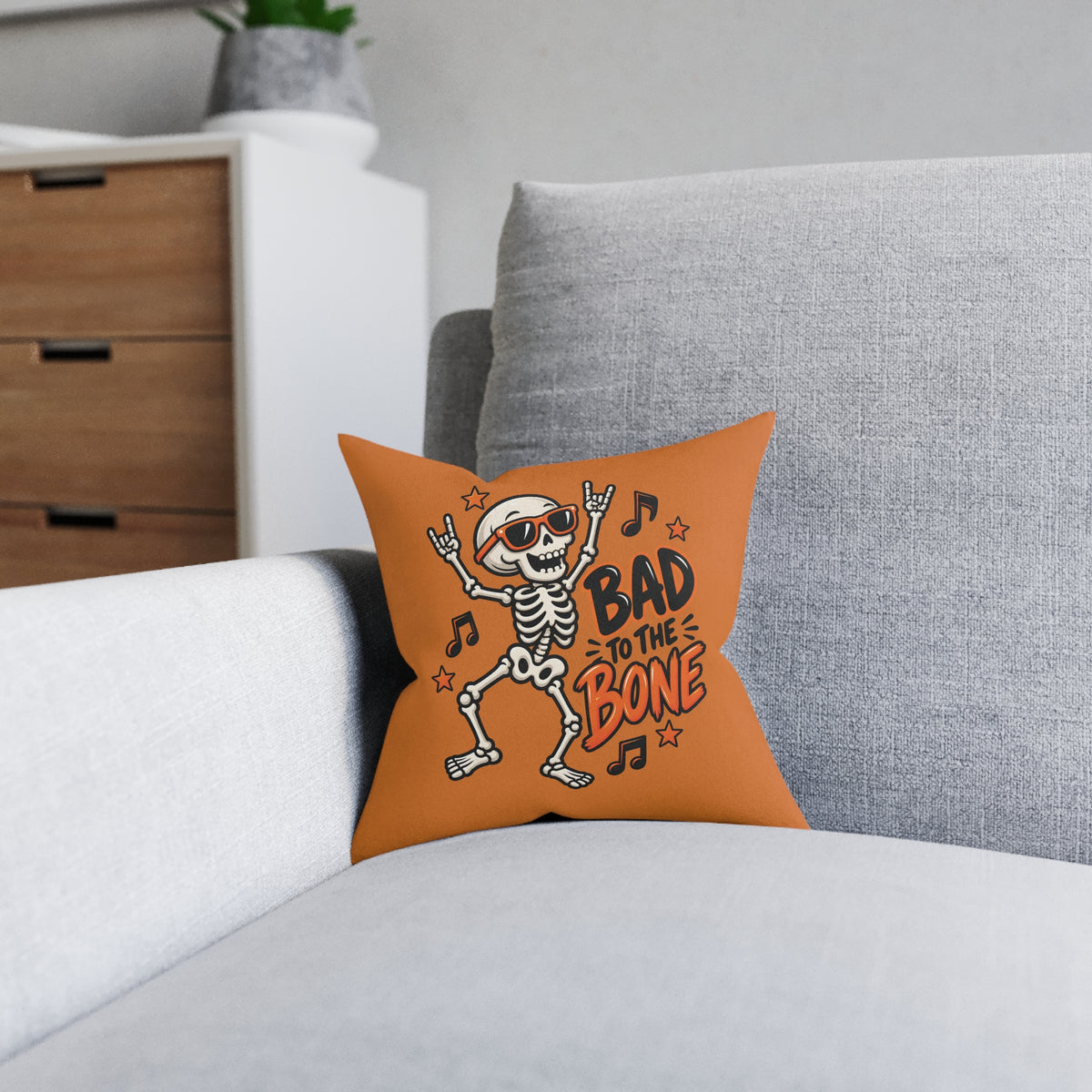 Square Cushion - Bad To The Bone - Halloween