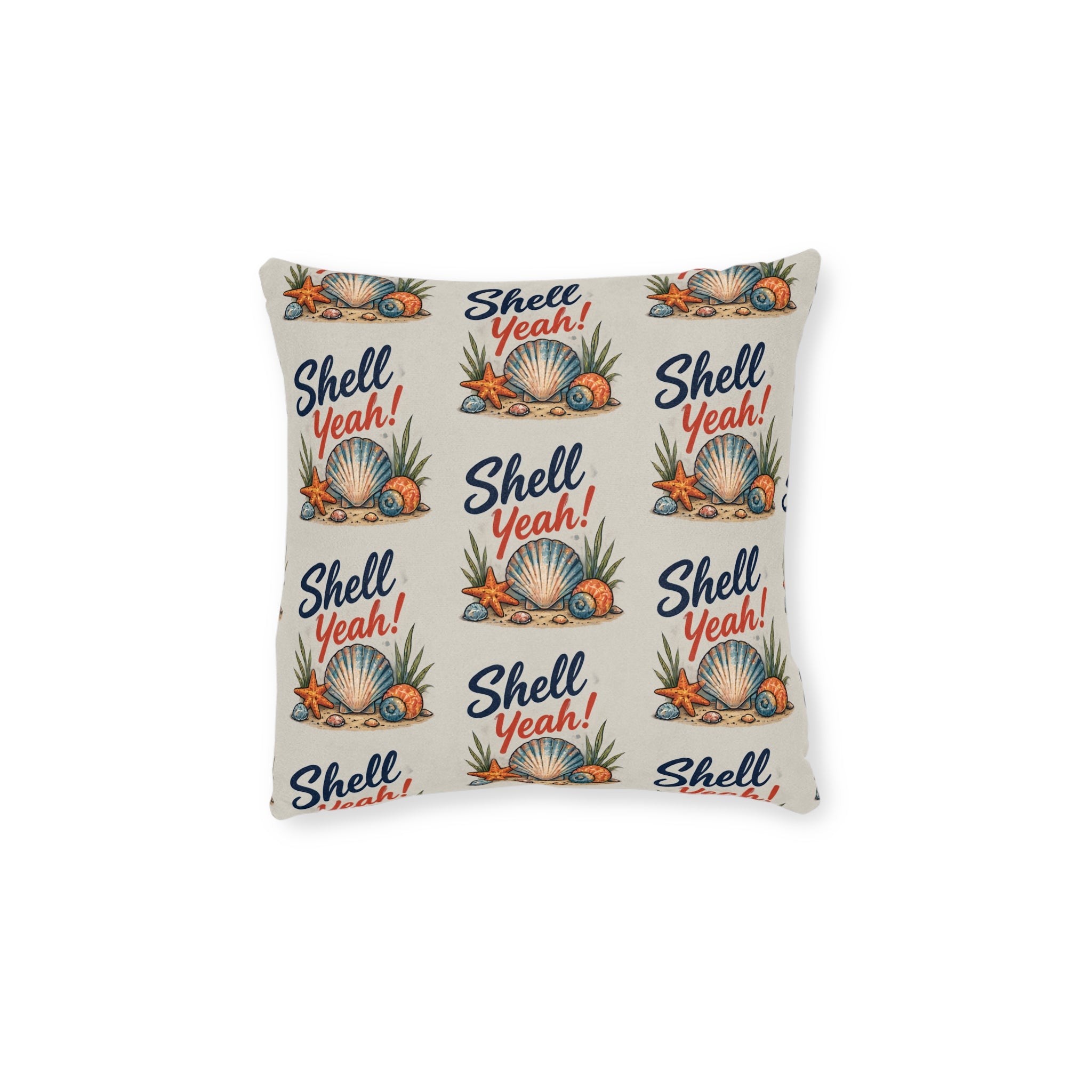 Square Cushion – Shell Yeah! | Coastal & Seaside Cushion