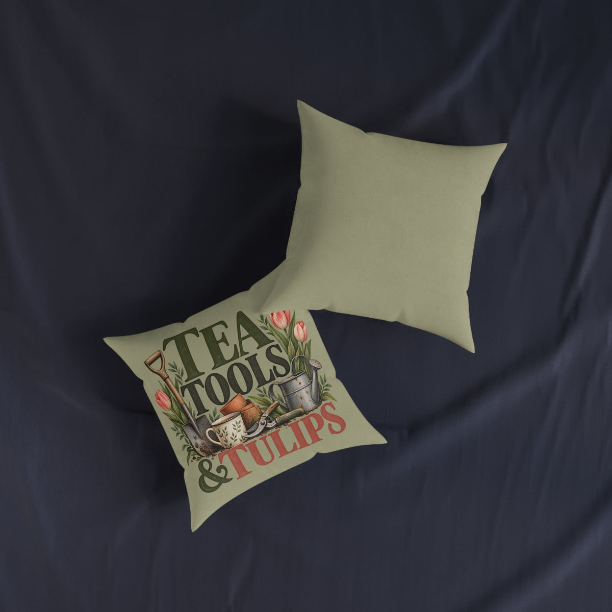 Square Cushion | Tea, Tools & Tulips - Gardening