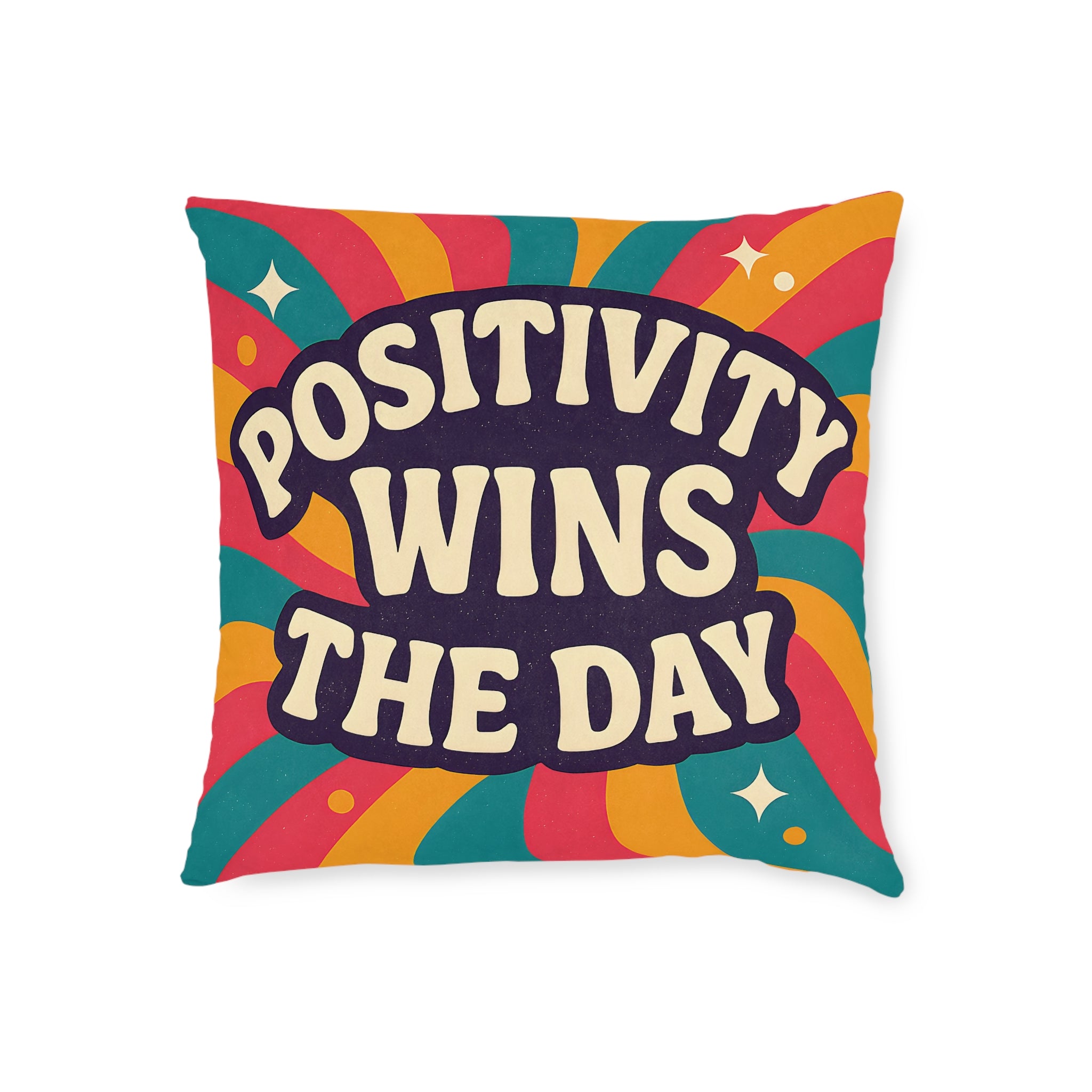 Square Cushion - Positivity Wins the Day Design