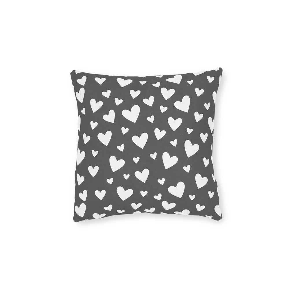 Square Cushion - Hearts - Grey