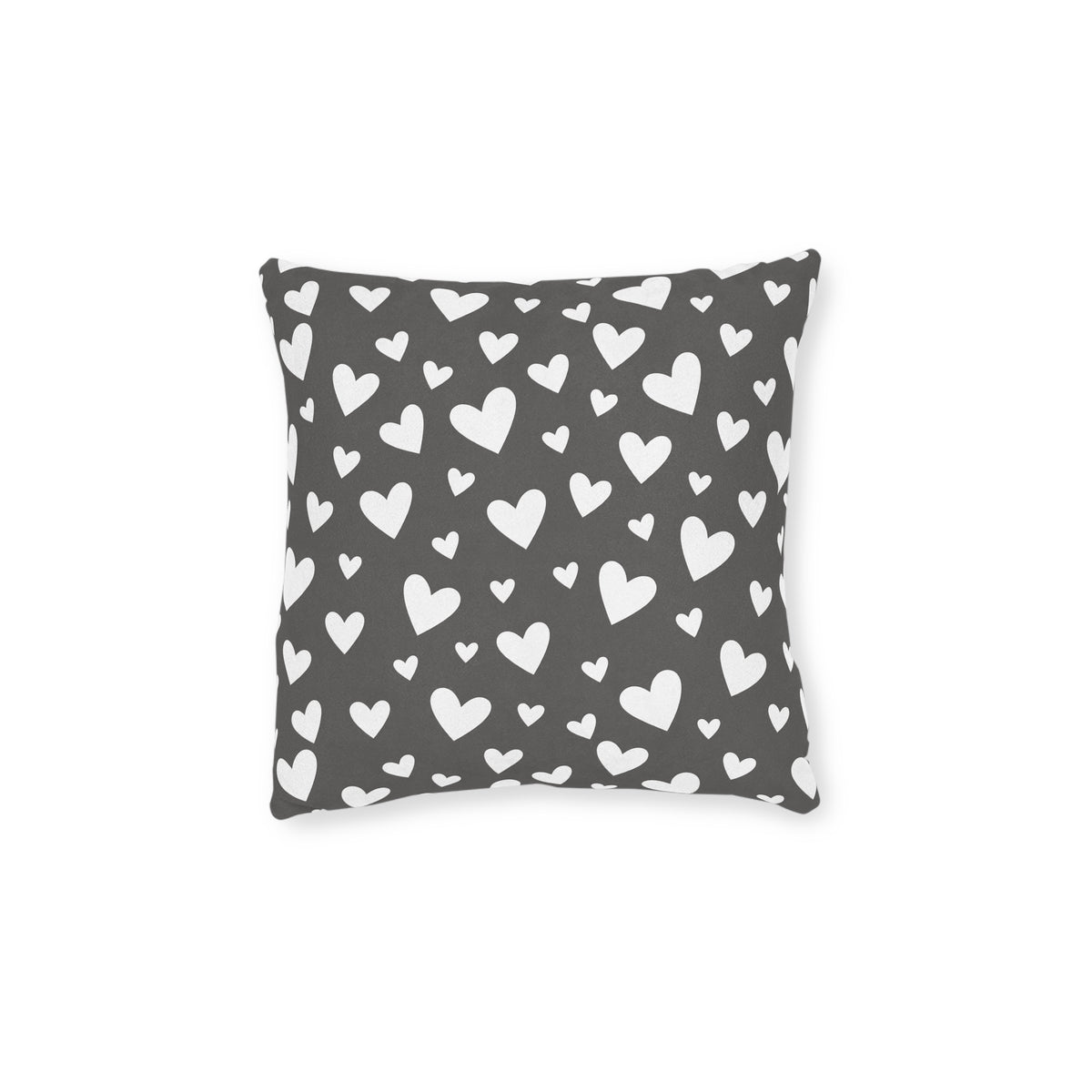 Square Cushion - Hearts - Grey