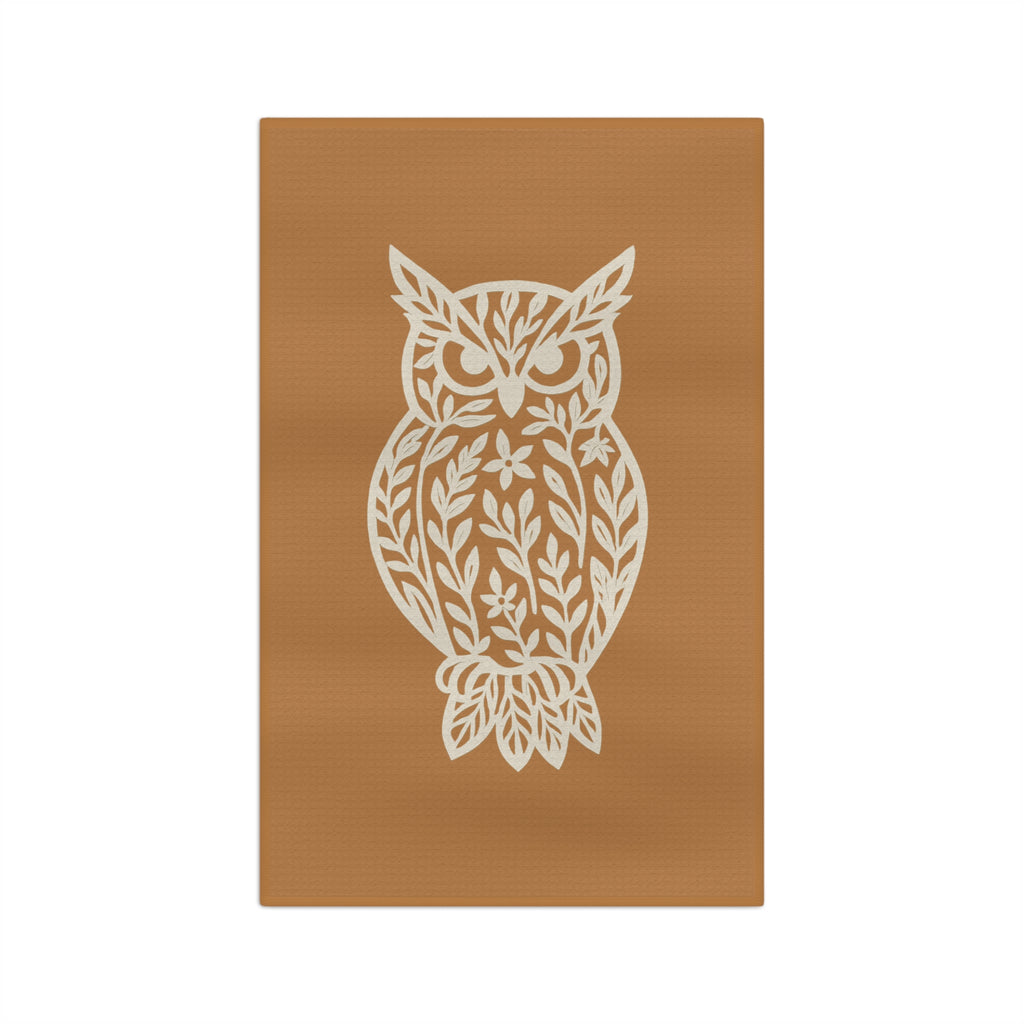 Microfiber Tea Towel - Floral Owl - Nature Design