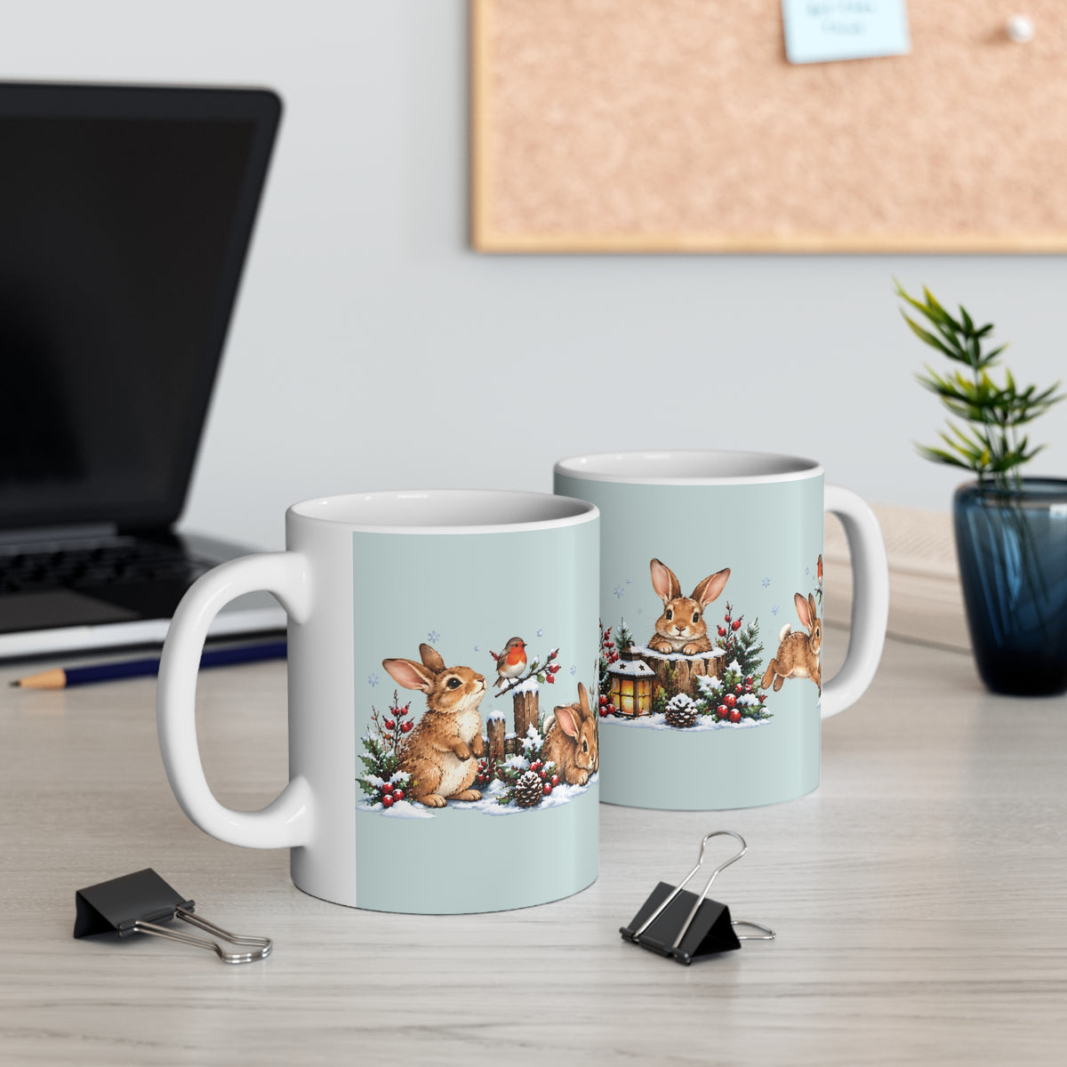 Ceramic Mug - Rabbit Winter Fun