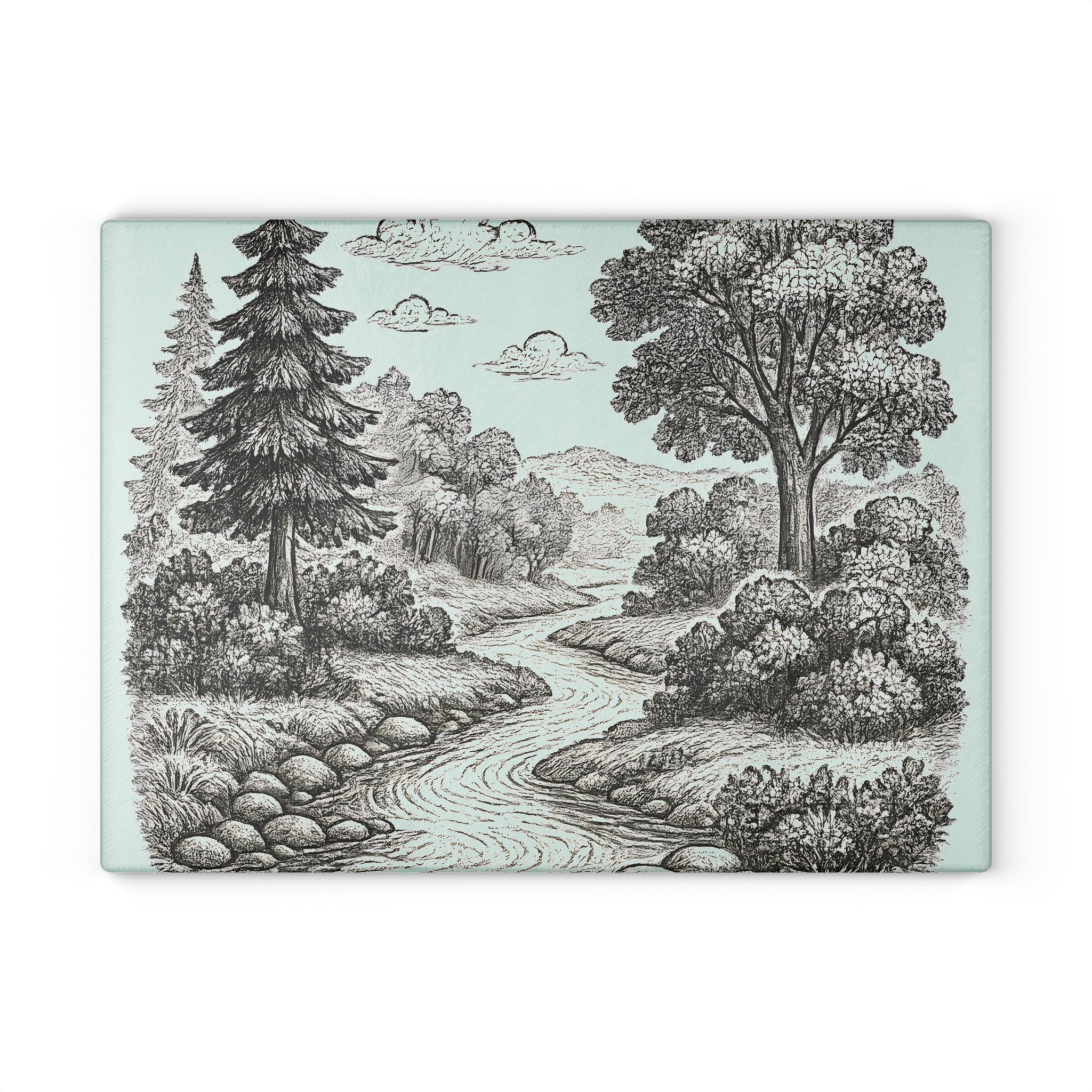 Glass Cutting Board - River Design