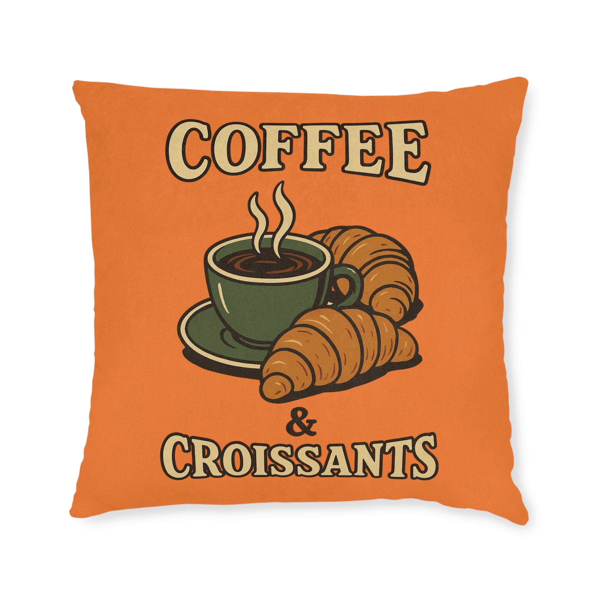 Square Cushion - Coffee & Croissants Decor