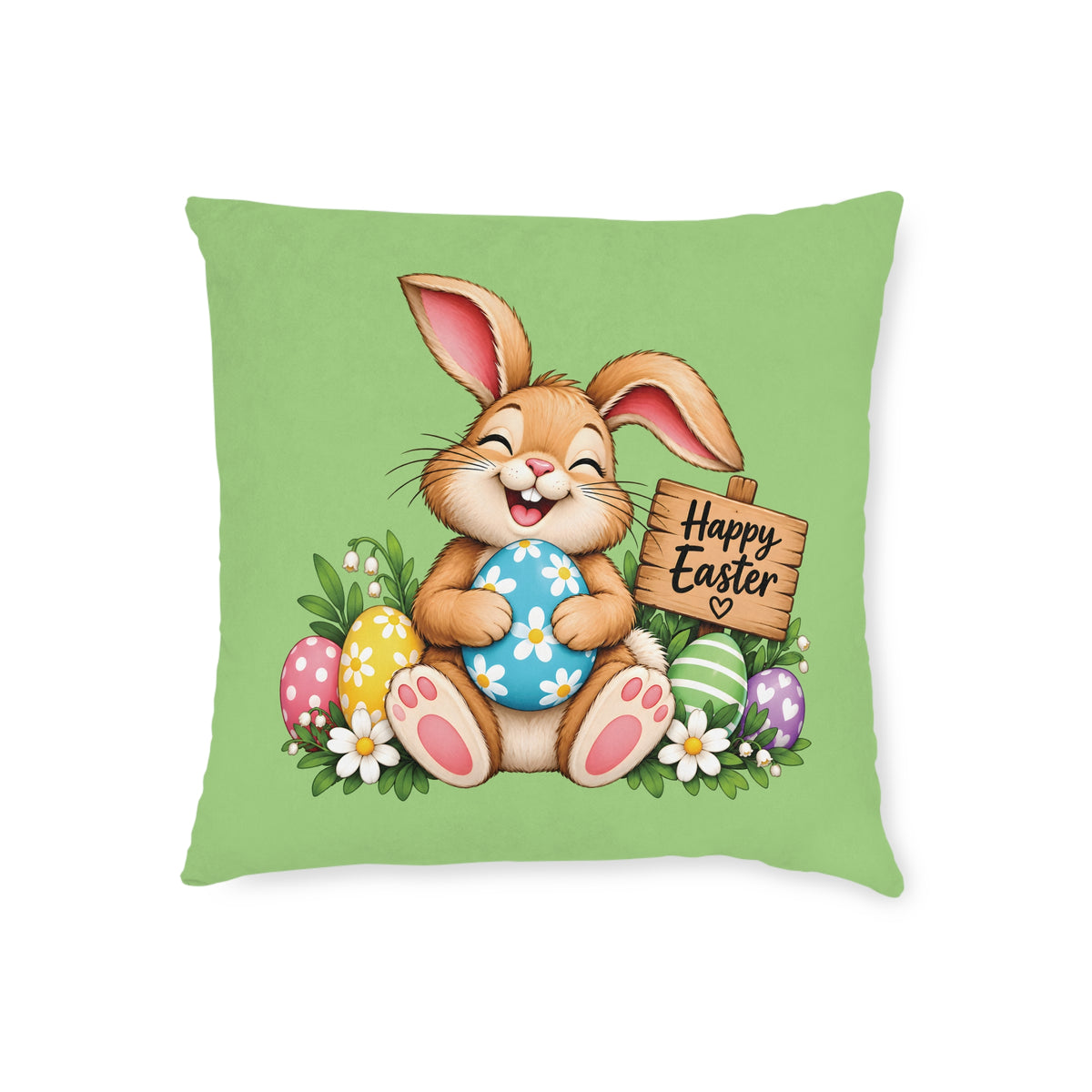 Square Cushion - Happy Easter - Rabbit