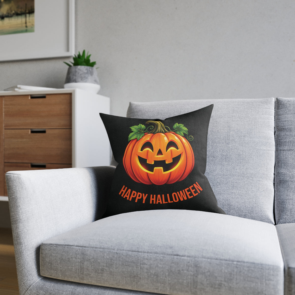 Square Cushion - Happy Halloween - Pumpkin