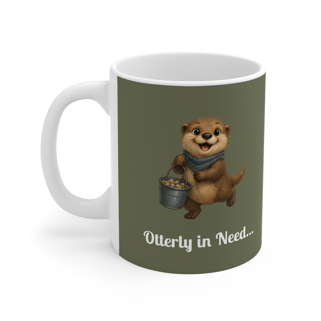 Ceramic Mug – Otterly in Need of a Brew! | Funny Otter Mug | Green