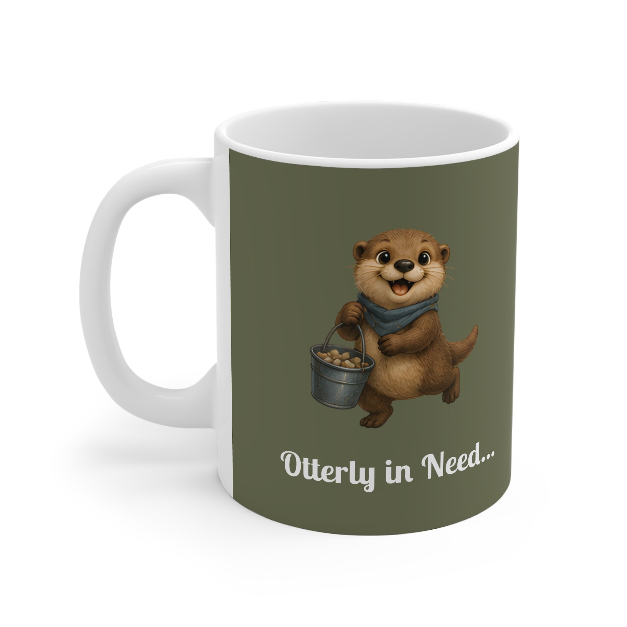 Ceramic Mug – Otterly in Need of a Brew! | Funny Otter Mug | Green