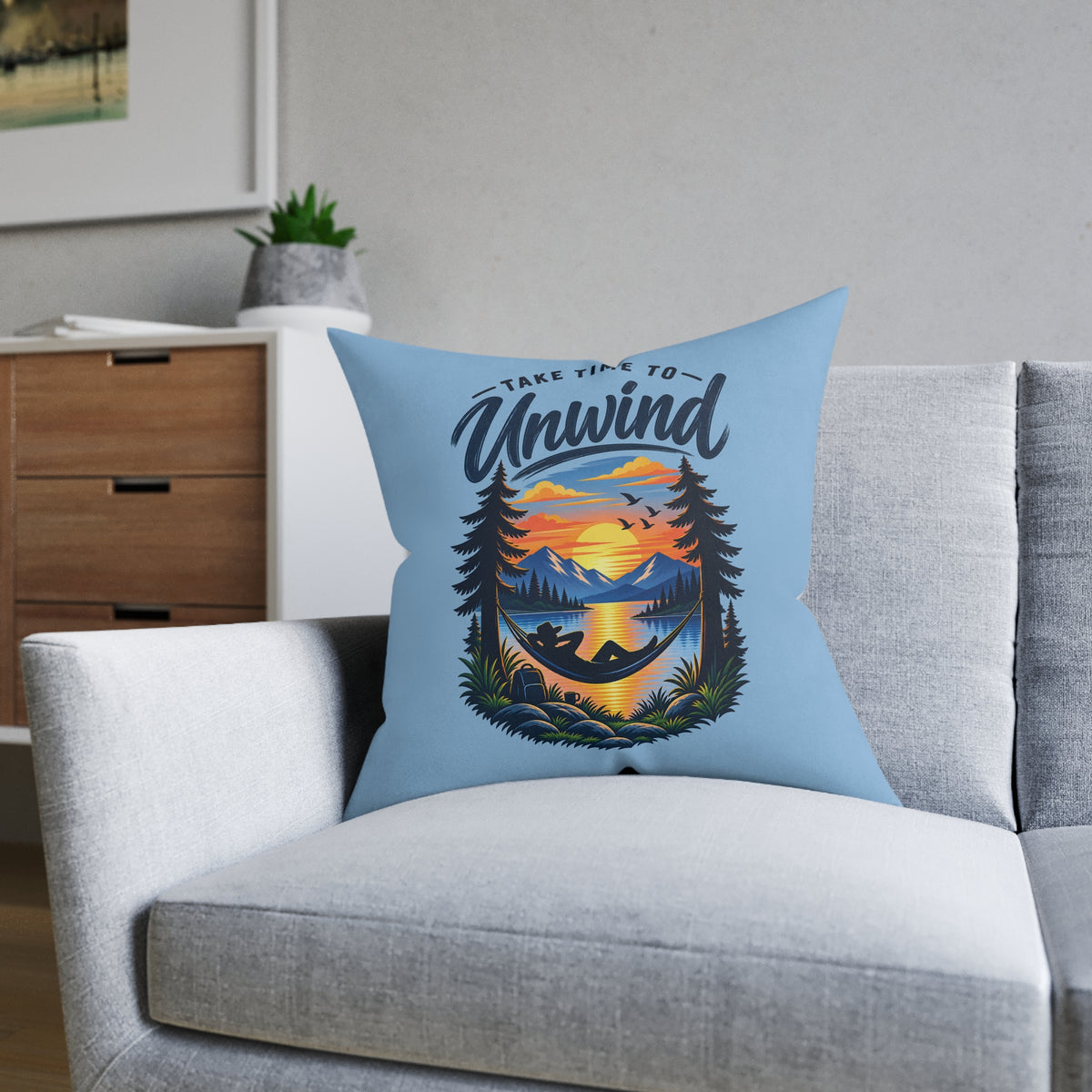 Square Cushion – Take Time to Unwind | Relaxing Home Decor