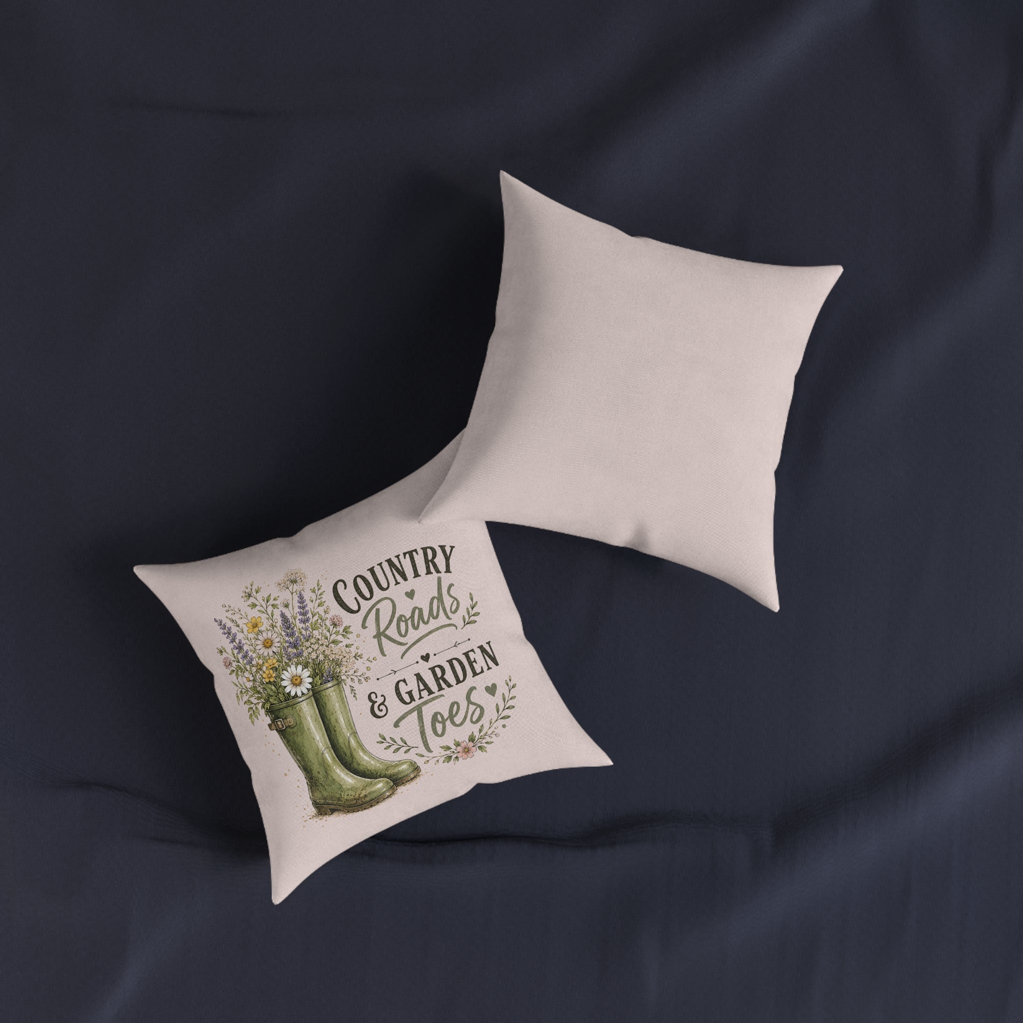 Square Cushion - Country Roads and Garden Toes | Rustic Farmhouse Home Decor