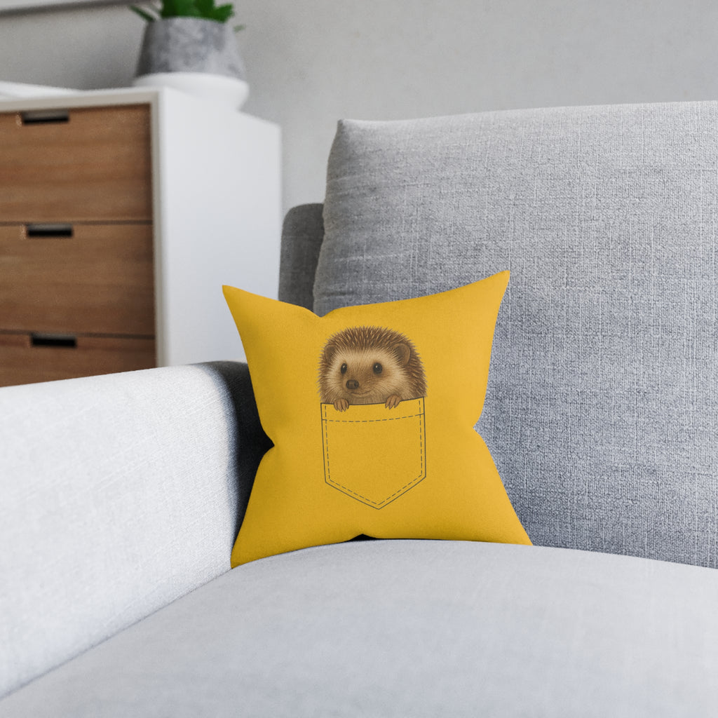 Square Cushion - Hedgehog in a Pocket Design