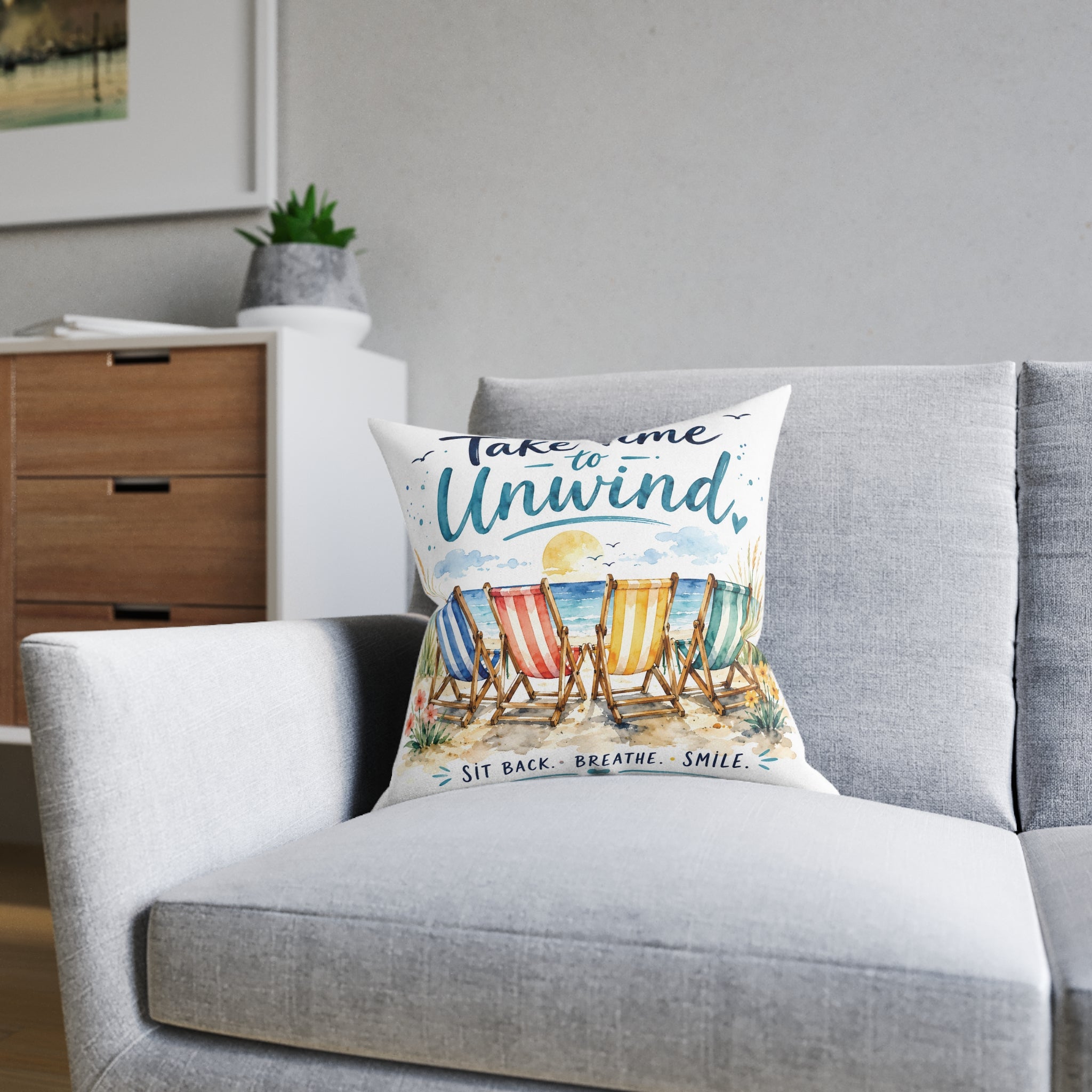 Square Cushion - Take Time to Unwind