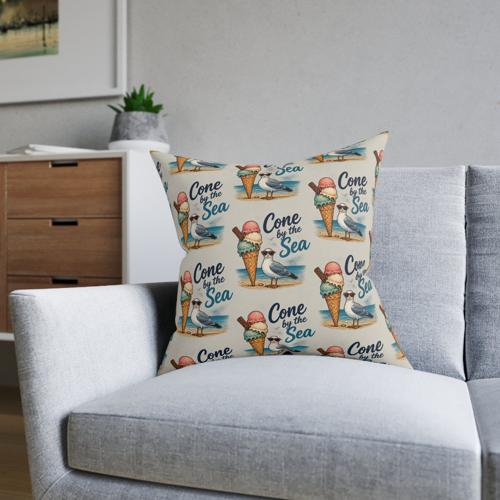 Square Cushion – Cone By The Sea | Coastal & Ice Cream Cushion