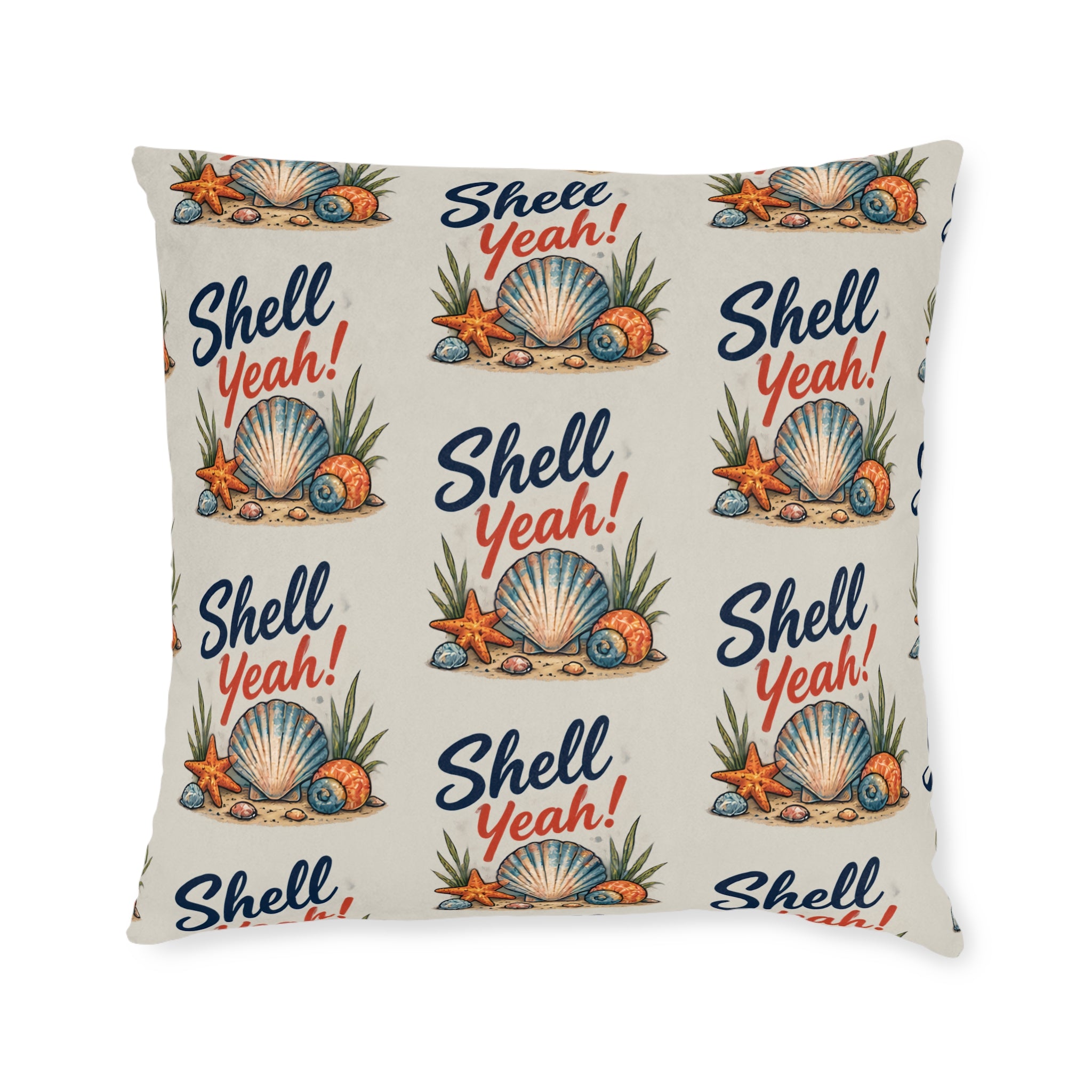 Square Cushion – Shell Yeah! | Coastal & Seaside Cushion
