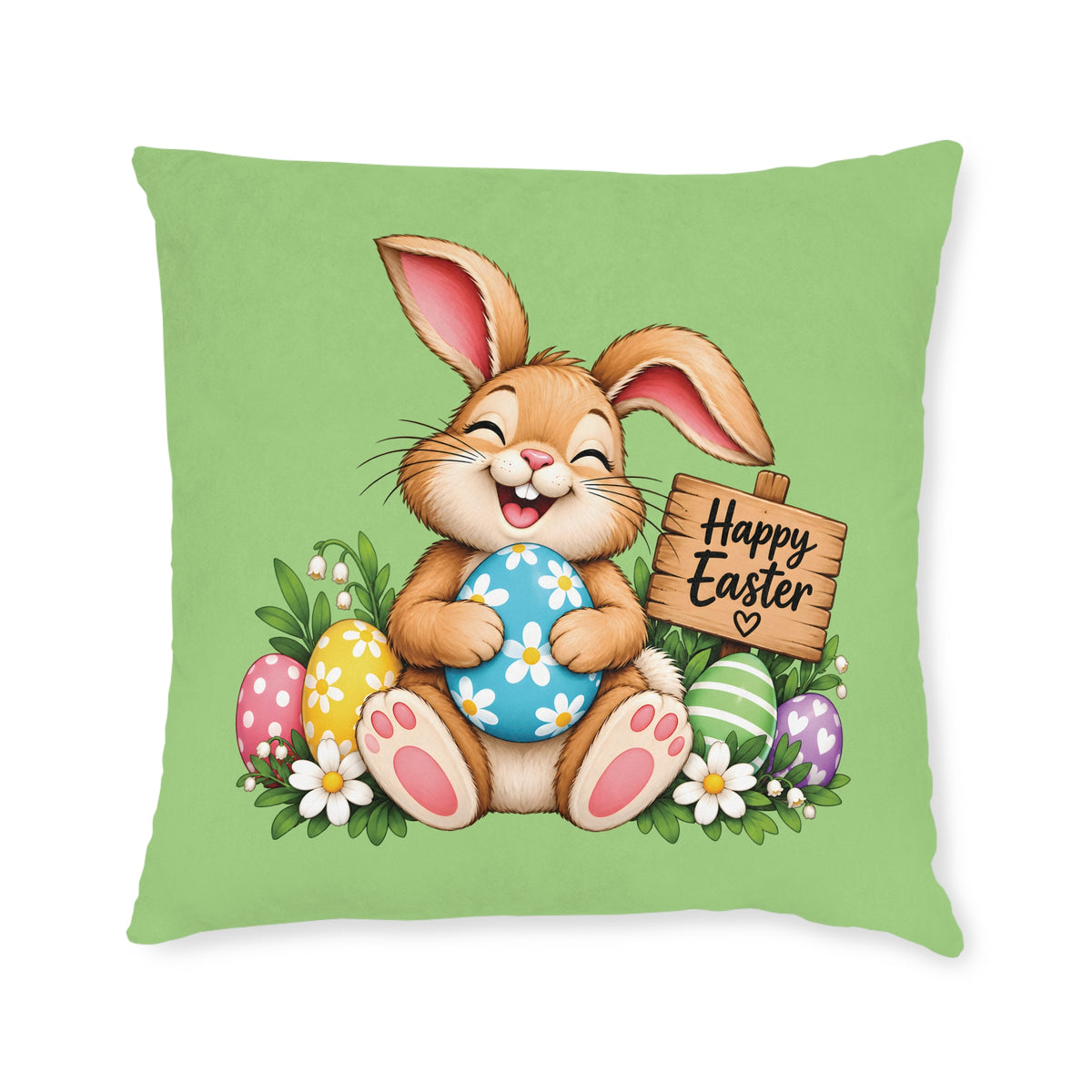 Square Cushion - Happy Easter - Rabbit