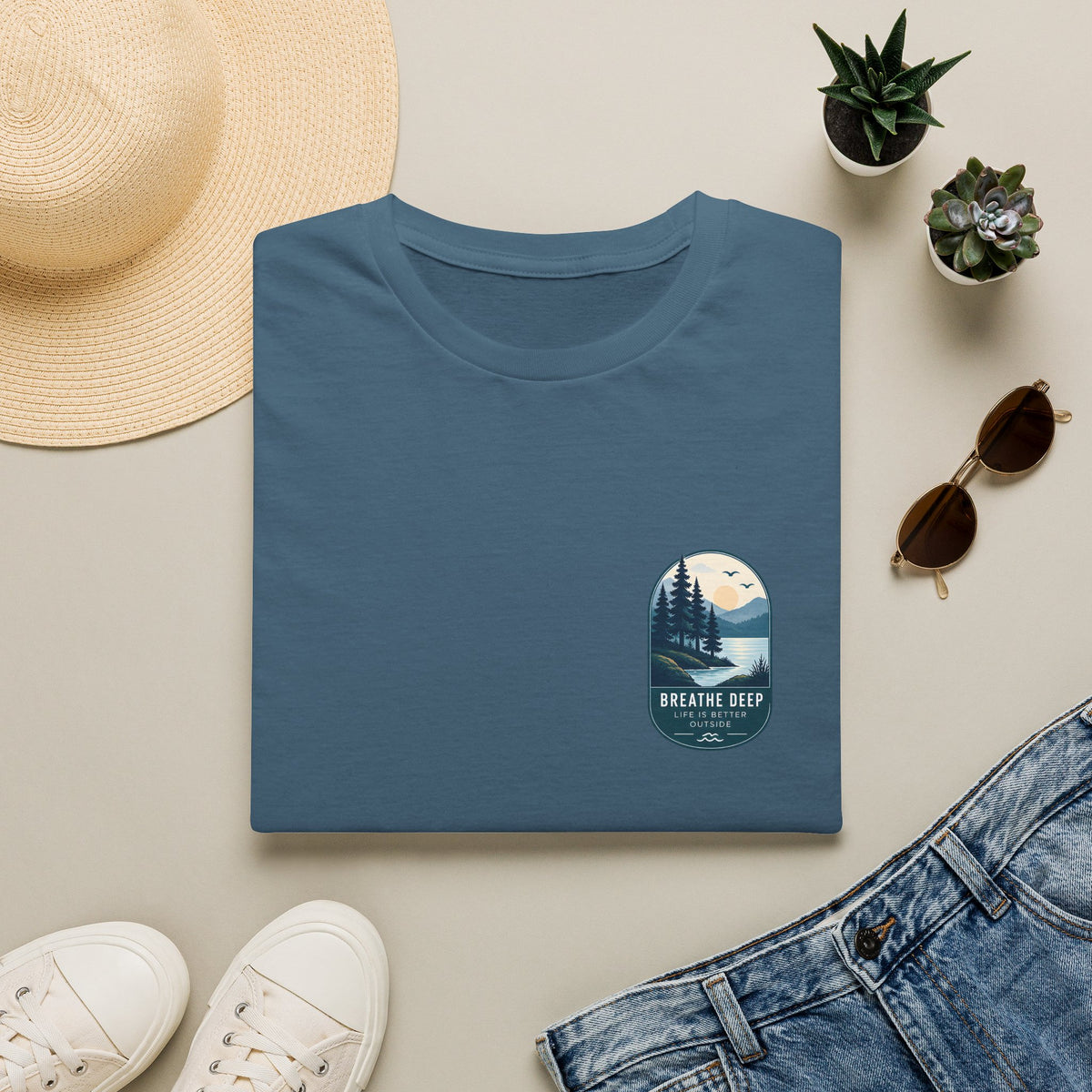 Unisex T-Shirt - Breathe Deep - Life is Better Outside