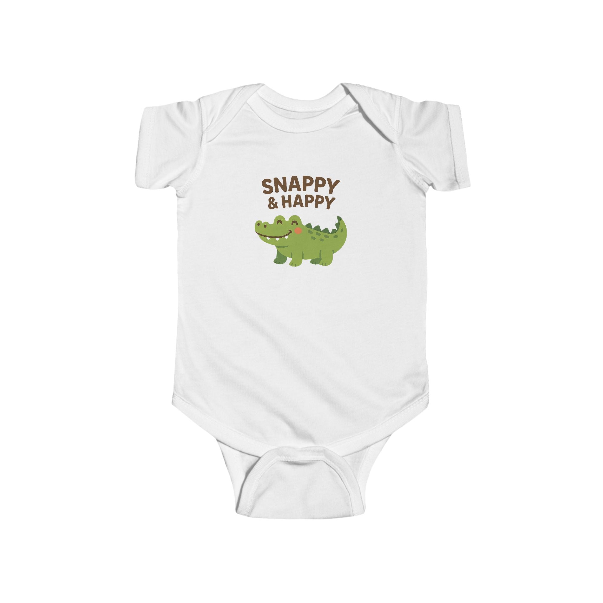 Babygrow - "Snappy & Happy" Cute Croc Baby Onesie