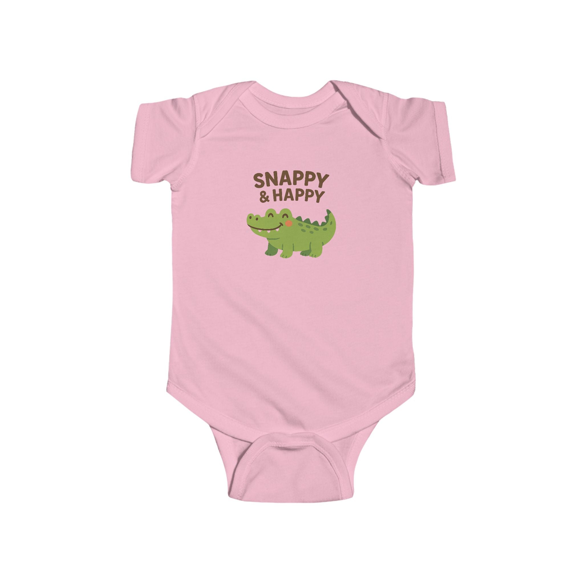 Babygrow - "Snappy & Happy" Cute Croc Baby Onesie