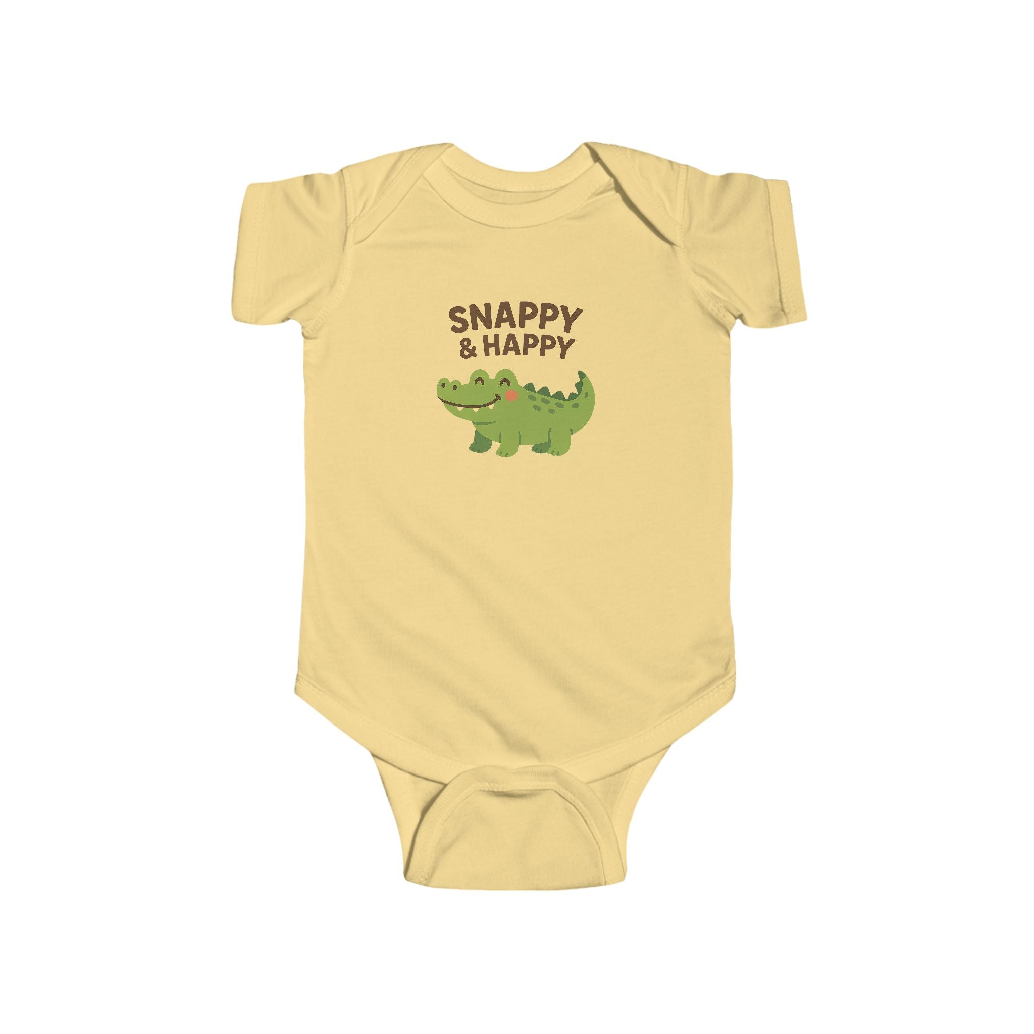 Babygrow - "Snappy & Happy" Cute Croc Baby Onesie
