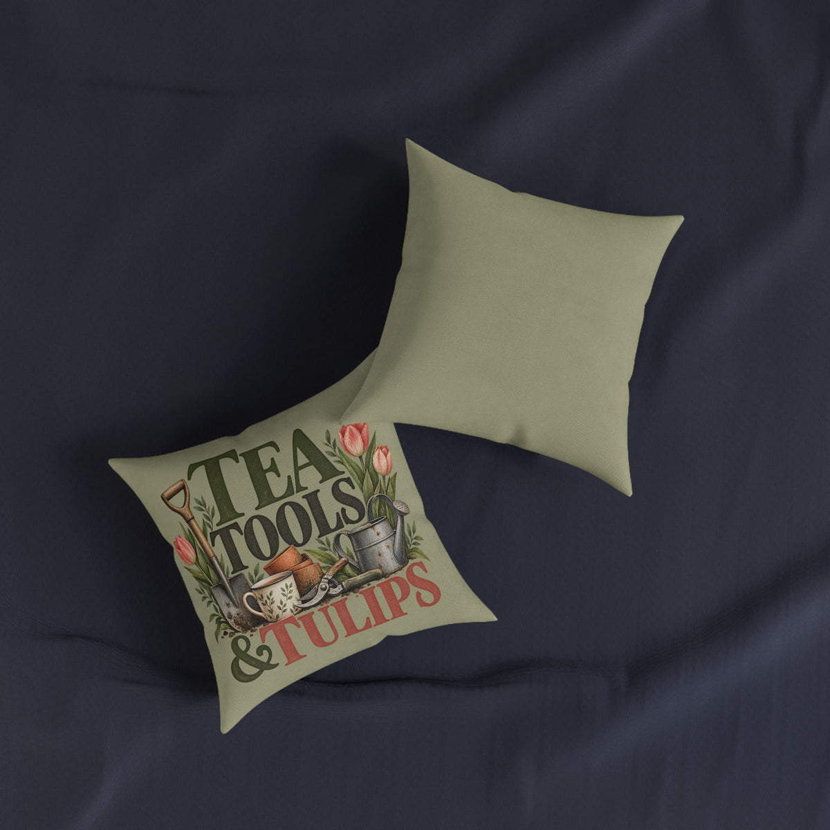 Square Cushion | Tea, Tools & Tulips - Gardening