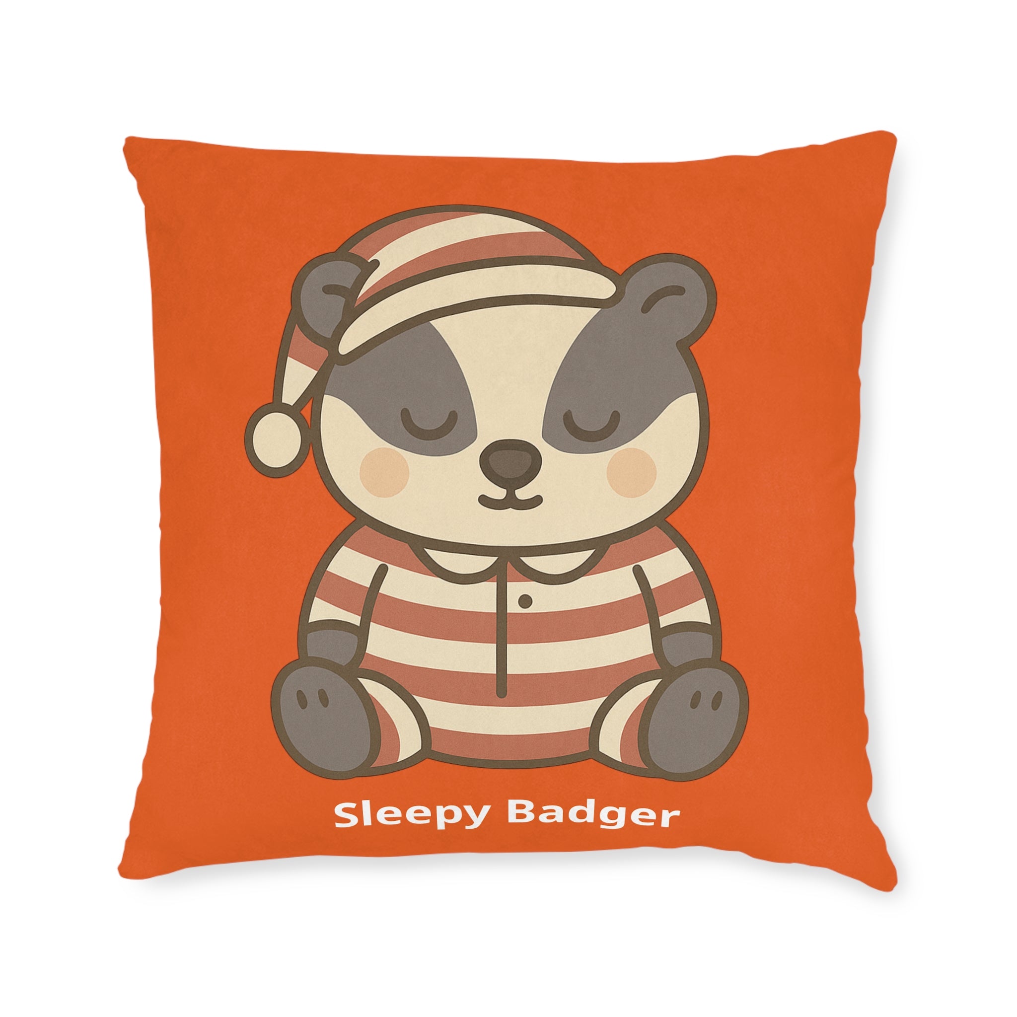 Square Cushion – Sleepy Badger - The Woodland Dreamers