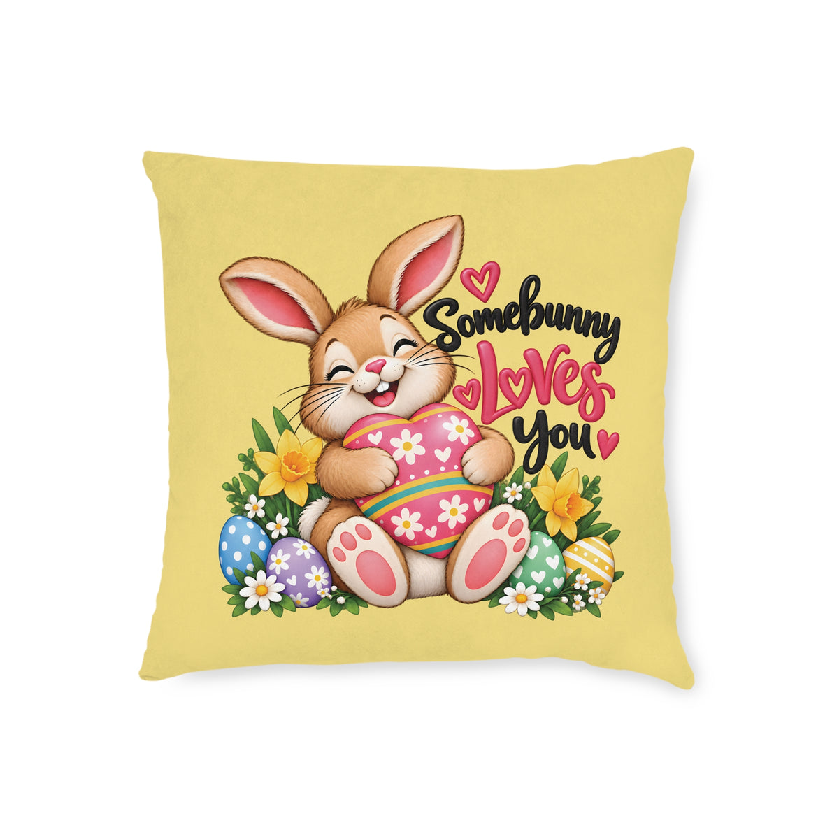 Square Cushion - Somebunny Loves You - Rabbit