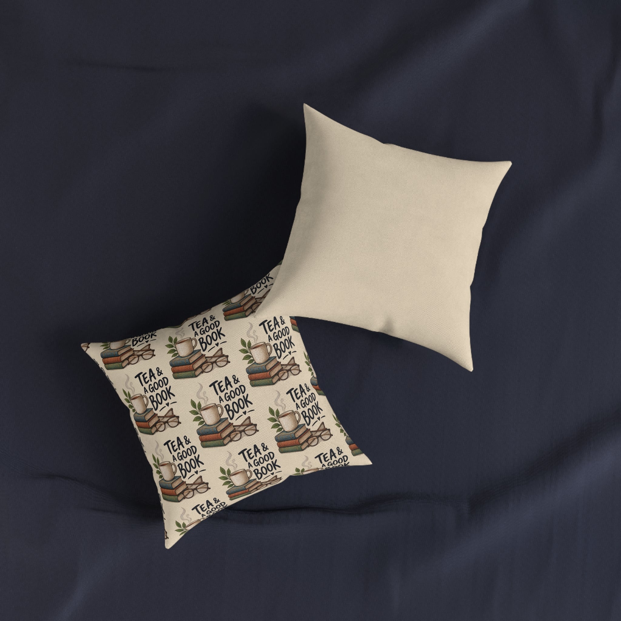 Square Cushion – Tea & A Good Book | Reading & Tea Lover Cushion