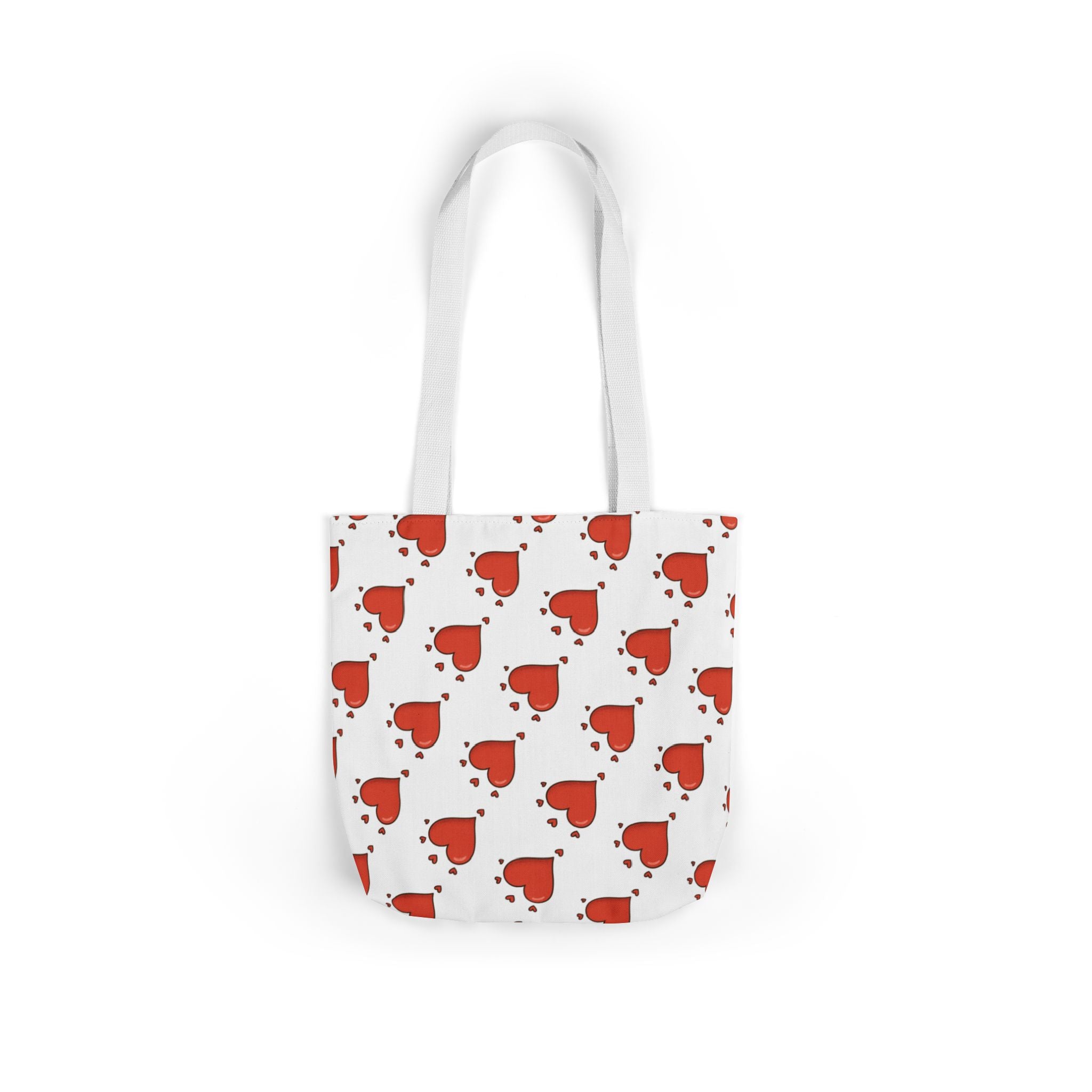 Heart Print Canvas Tote Bag with 5-Color Straps