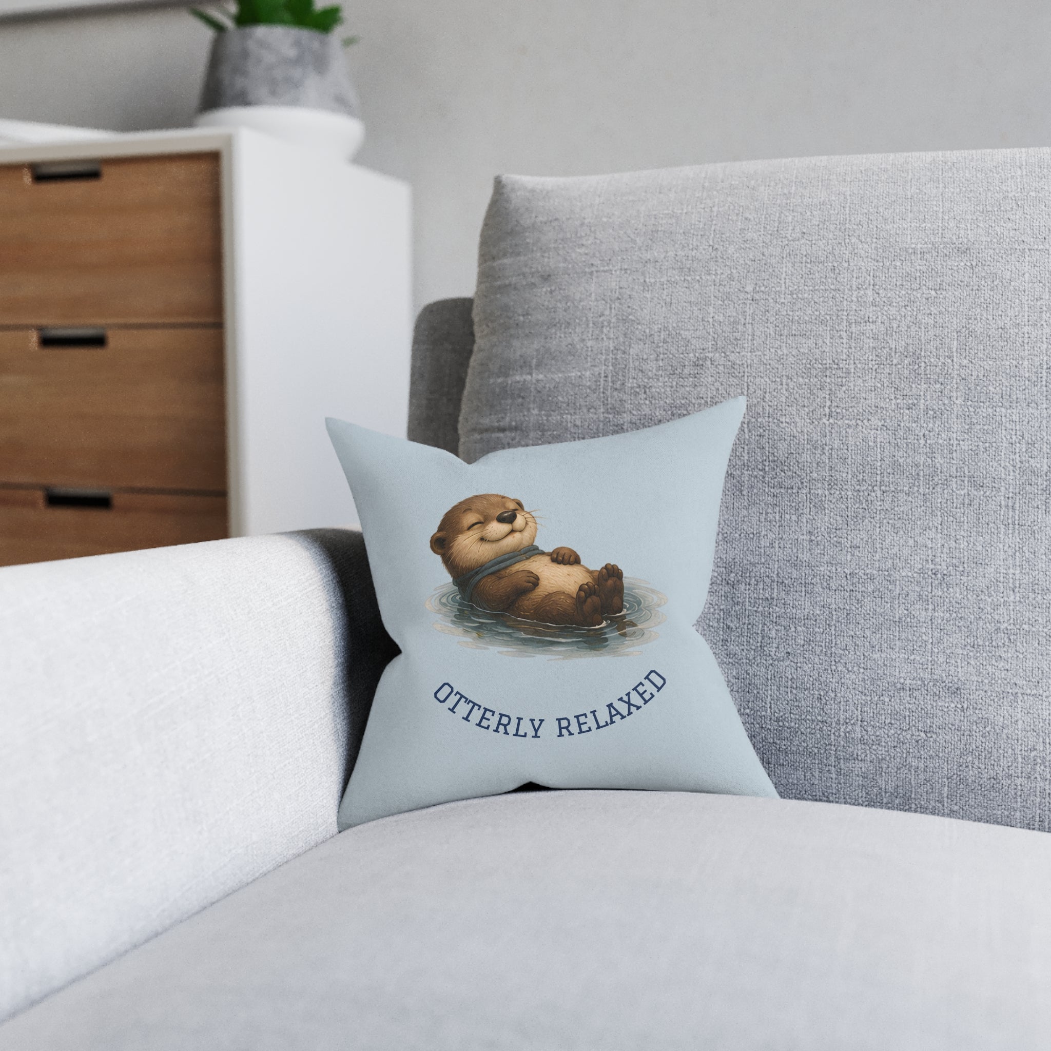 Square Cushion – Otterly Relaxed | Otter Lover Cushion