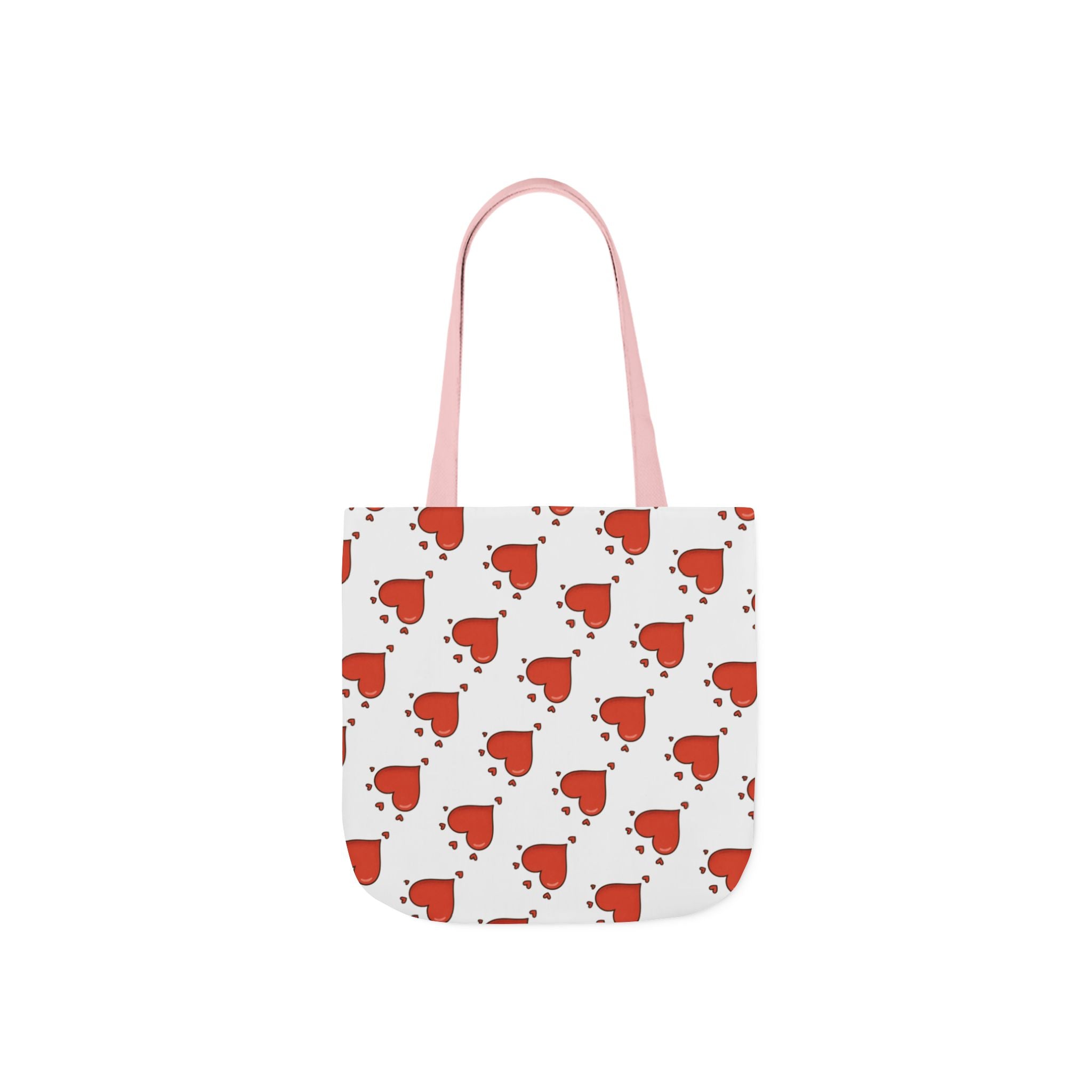 Heart Print Canvas Tote Bag with 5-Color Straps